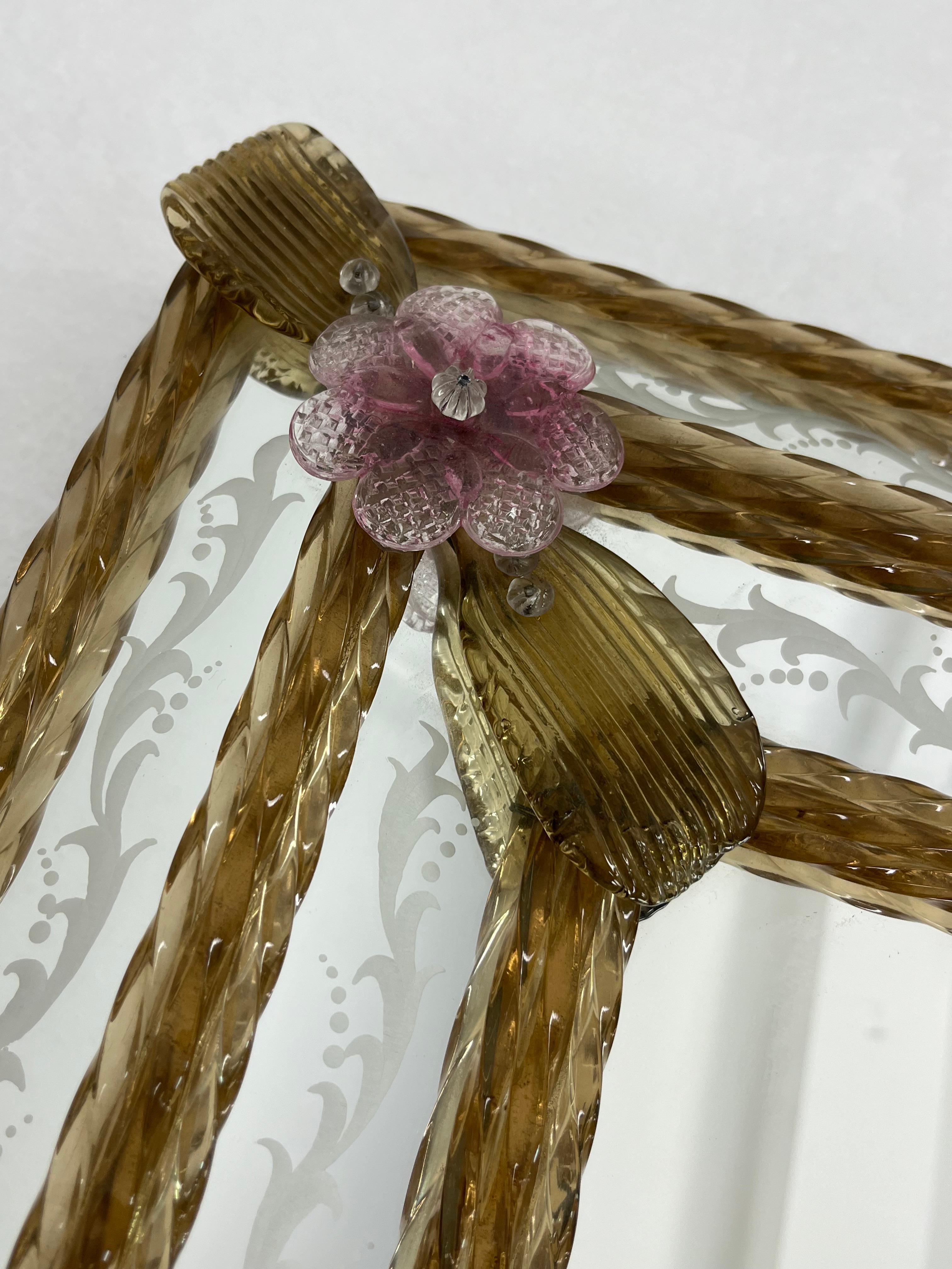 Mid-Century Murano Glass Wall Mirror Maestri Muranesi, 1950s For Sale 2