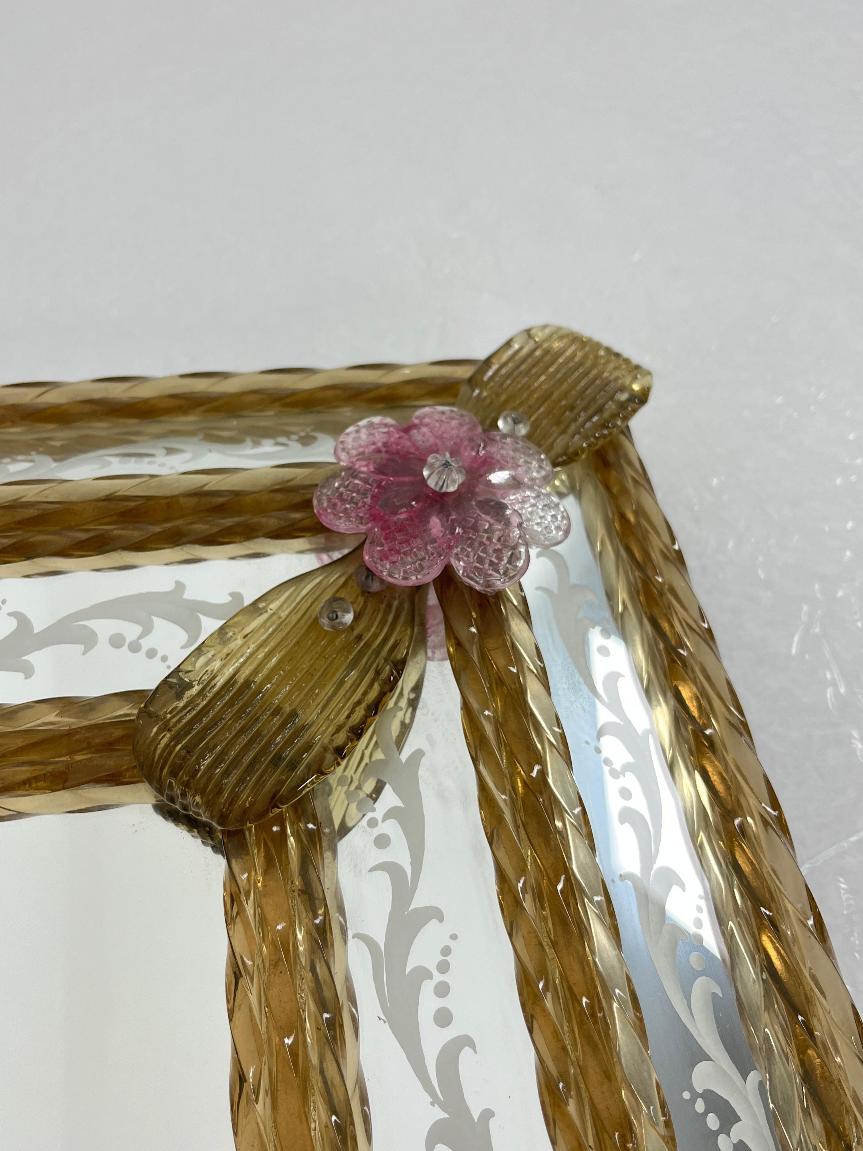 Mid-Century Murano Glass Wall Mirror Maestri Muranesi, 1950s For Sale 3