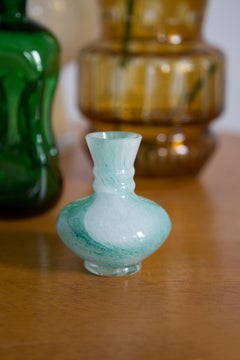 Mid Century Murano Glass White and Green Mini Vase, Europe, 1990s