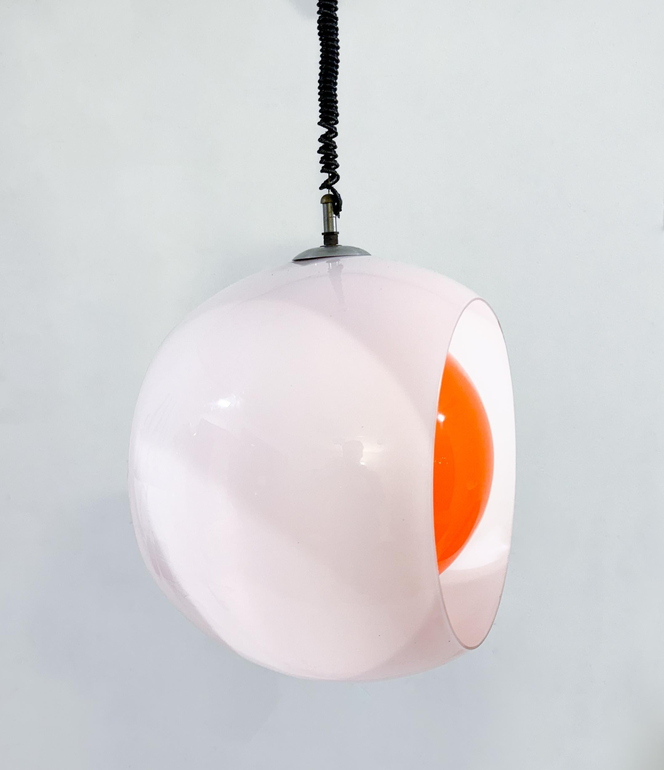 Mid-20th Century Mid-century Murano Glass White and Orange Suspension model 