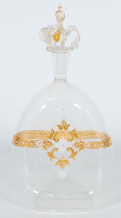 Mid-Century Murano Gold and Transparent Glass Decanter with Crown Stop