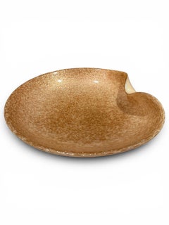 Mid-Century Murano Gold Aventurine Fleck Large Freeform Glass Dish