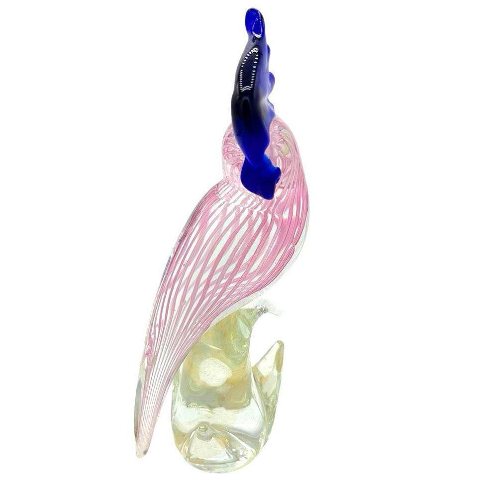 Mehrfarbiges Murano-Kunstglas mit Goldflecken und Kockatoo-Scultpure aus der Mitte des Jahrhunderts (Moderne der Mitte des Jahrhunderts) im Angebot