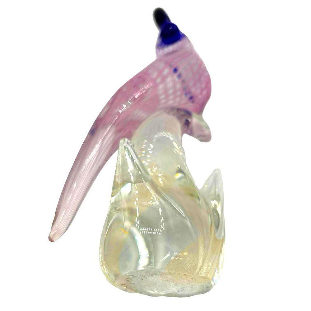 Mehrfarbiges Murano-Kunstglas mit Goldflecken und Kockatoo-Scultpure aus der Mitte des Jahrhunderts (Handgefertigt) im Angebot