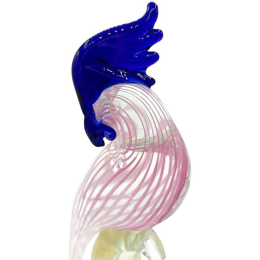 Mehrfarbiges Murano-Kunstglas mit Goldflecken und Kockatoo-Scultpure aus der Mitte des Jahrhunderts (Mitte des 20. Jahrhunderts) im Angebot