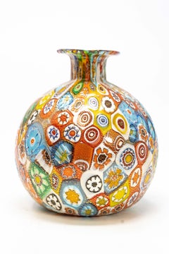 Kleine Schale / Vide-Poche aus grünem und gelbem Millefiori-Glas aus Murano aus der Mitte des Jahrhunderts