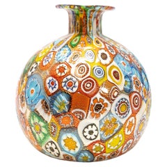 Kleine Schale / Vide-Poche aus grünem und gelbem Millefiori-Glas aus Murano aus der Mitte des Jahrhunderts