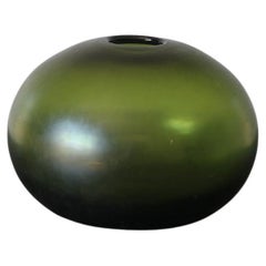 Mid-Century Murano Green Round Vase