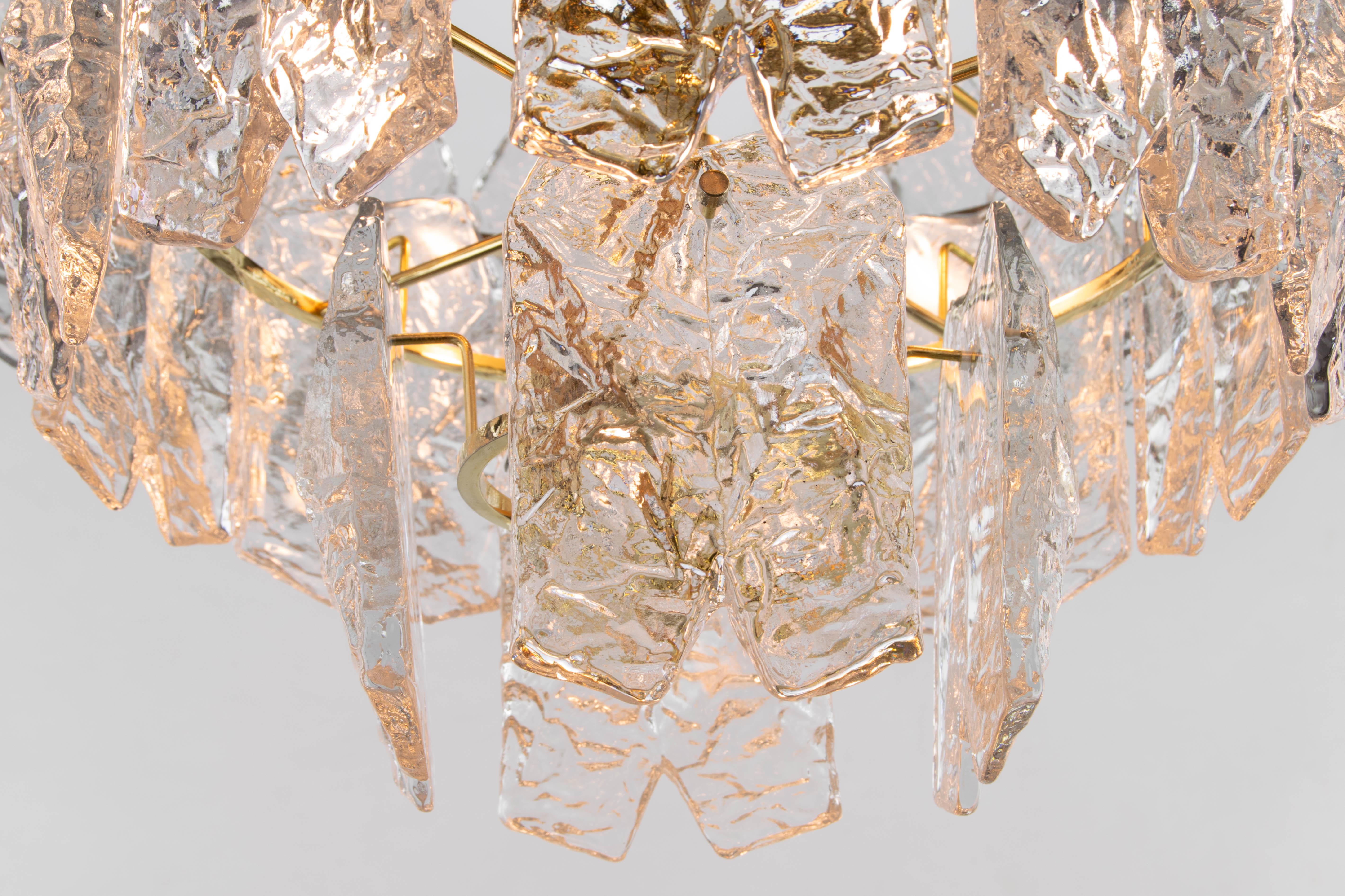 Midcentury Murano Ice Glass Chandelier Attributed J. T. Kalmar, Austria 1960 2