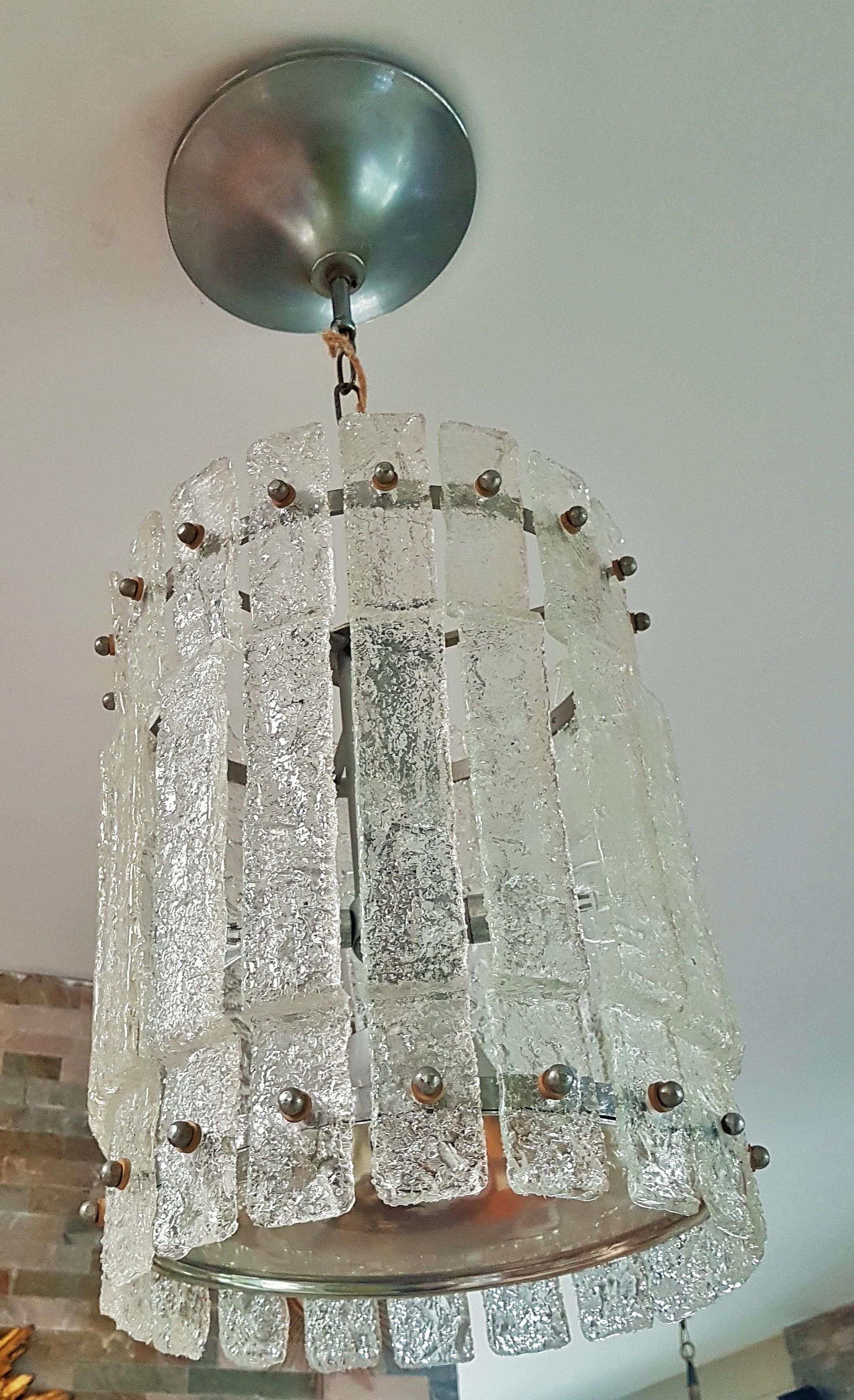 Mazzega Kalmar-Kronleuchter aus Murano-Eisglas aus der Mitte des Jahrhunderts, Italien 1960 (Mitte des 20. Jahrhunderts) im Angebot