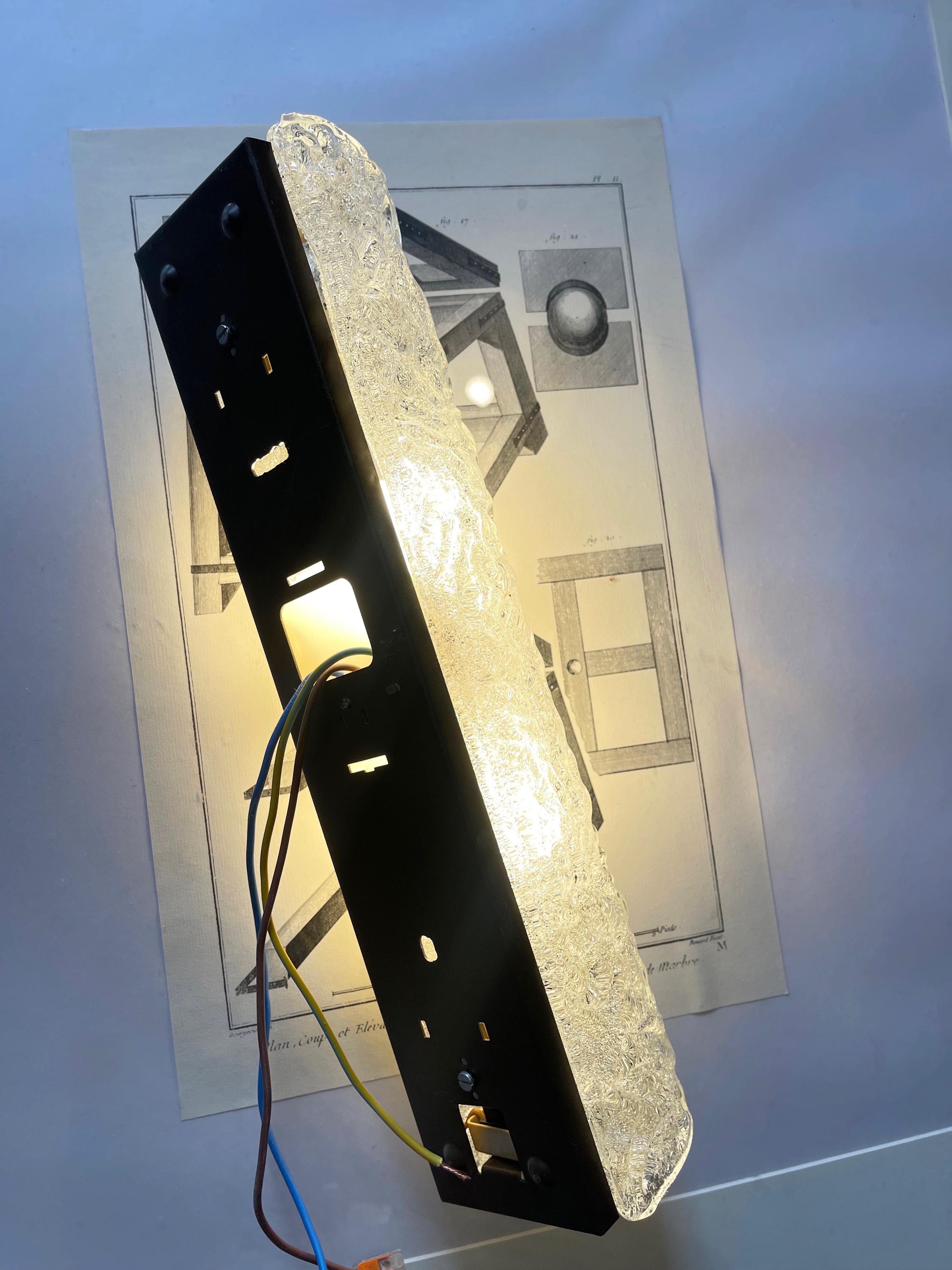 Aplique de pared de cristal de Murano Ice de mediados de siglo, Modernista años 70, by Hillebrand en venta 2