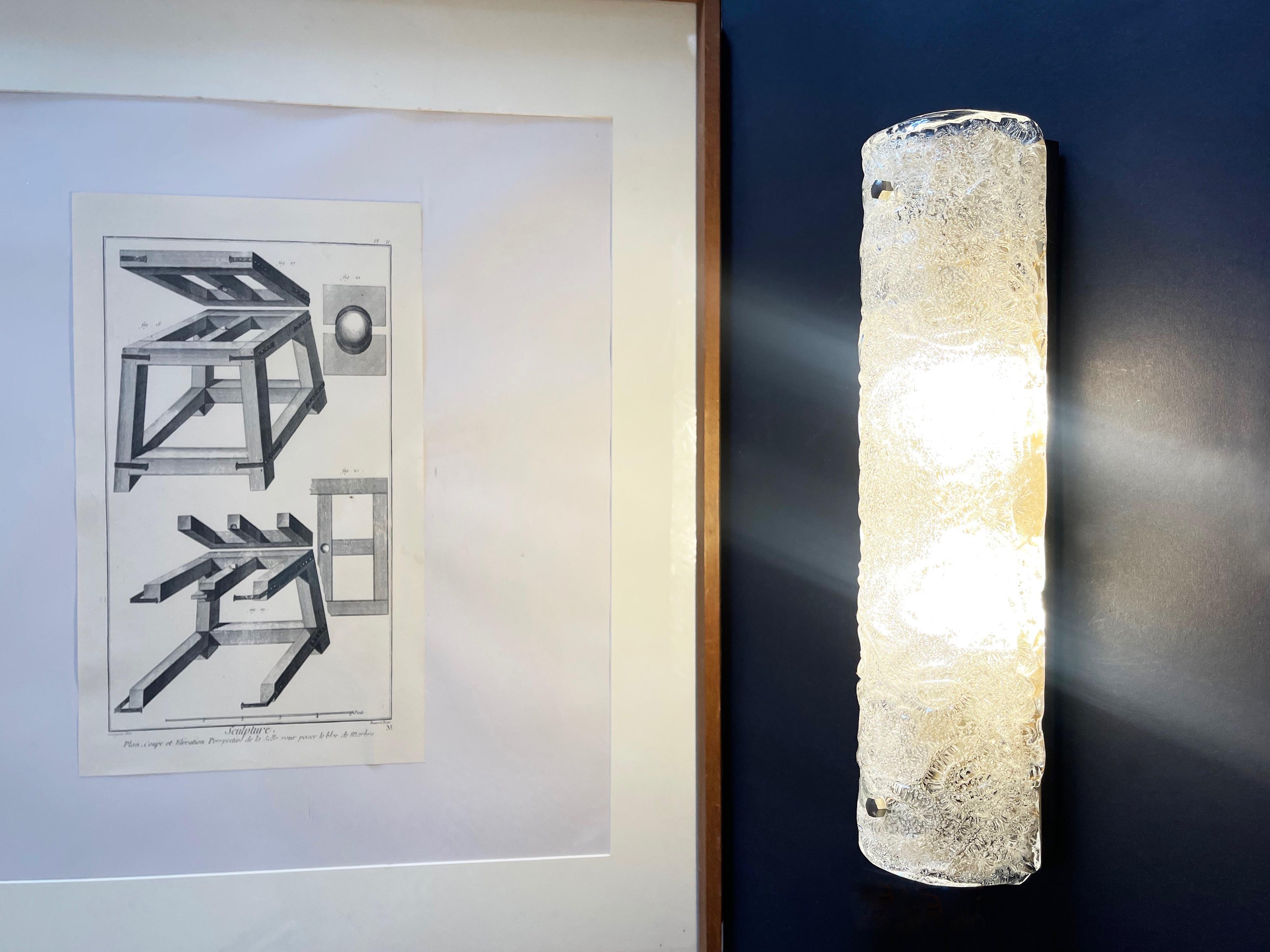Aplique de pared de cristal de Murano Ice de mediados de siglo, Modernista años 70, by Hillebrand Moderno de mediados de siglo en venta