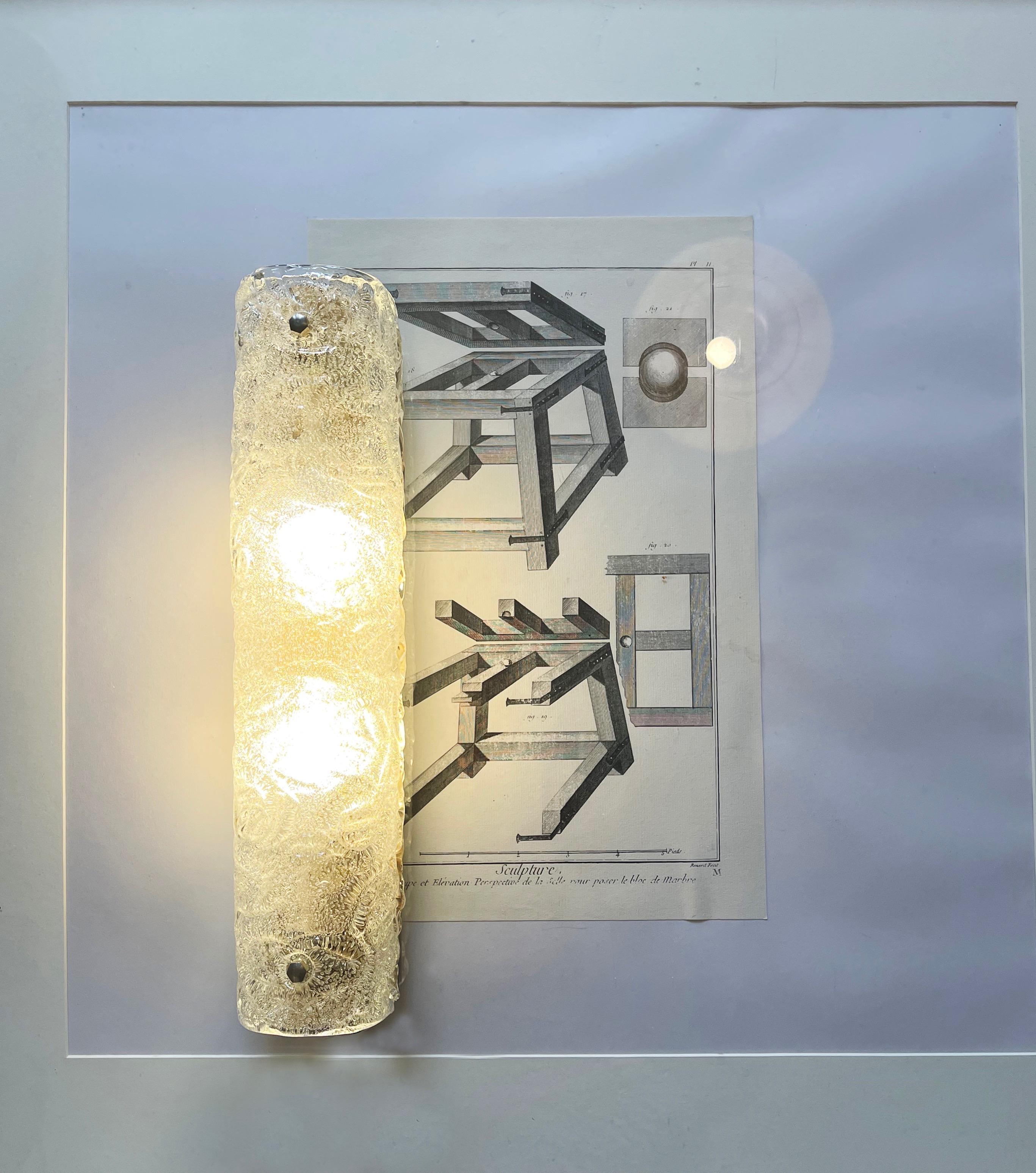 Aplique de pared de cristal de Murano Ice de mediados de siglo, Modernista años 70, by Hillebrand en Bueno estado para la venta en Andernach, DE