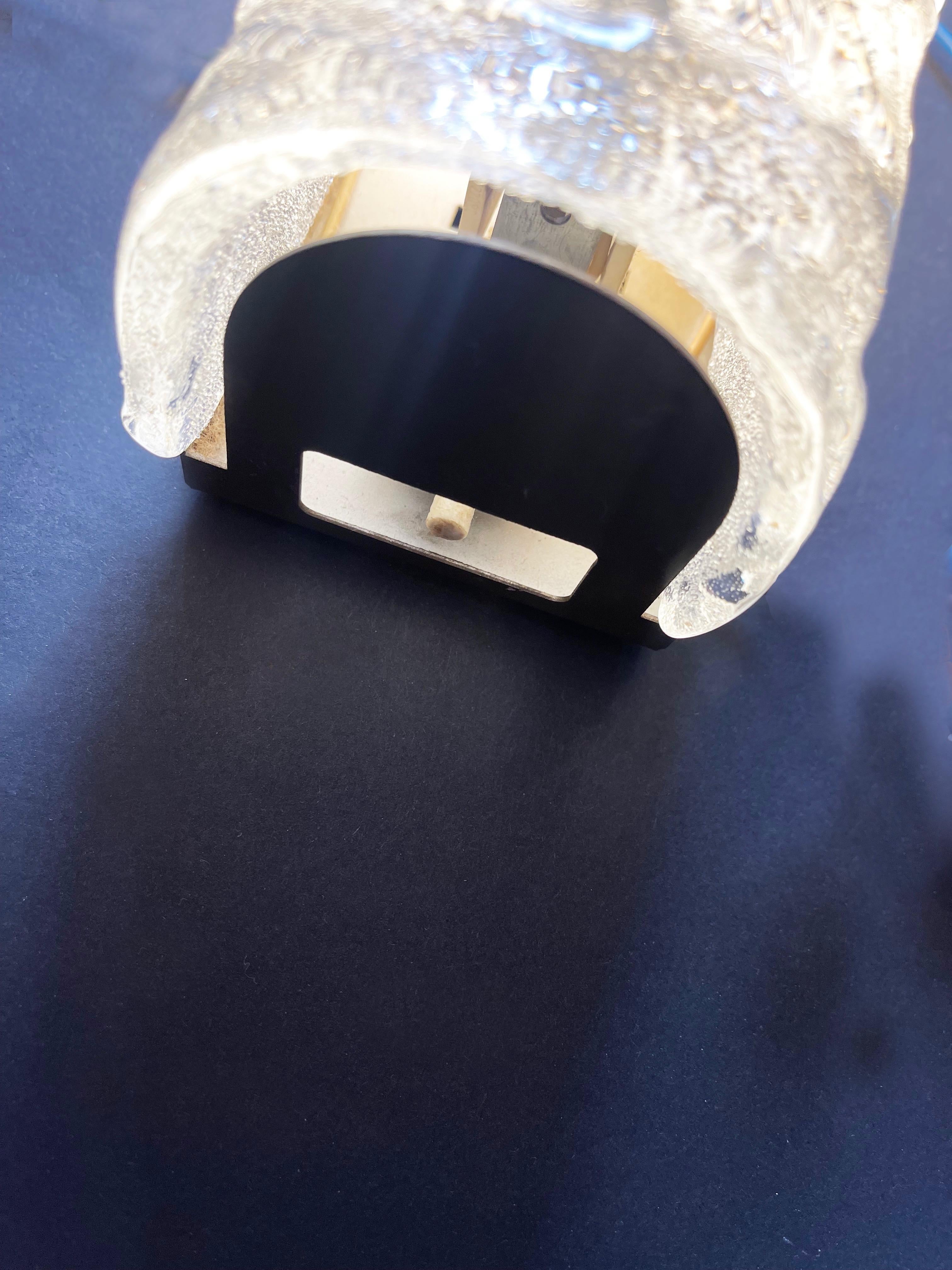 Aplique de pared de cristal de Murano Ice de mediados de siglo, Modernista años 70, by Hillebrand en venta 1