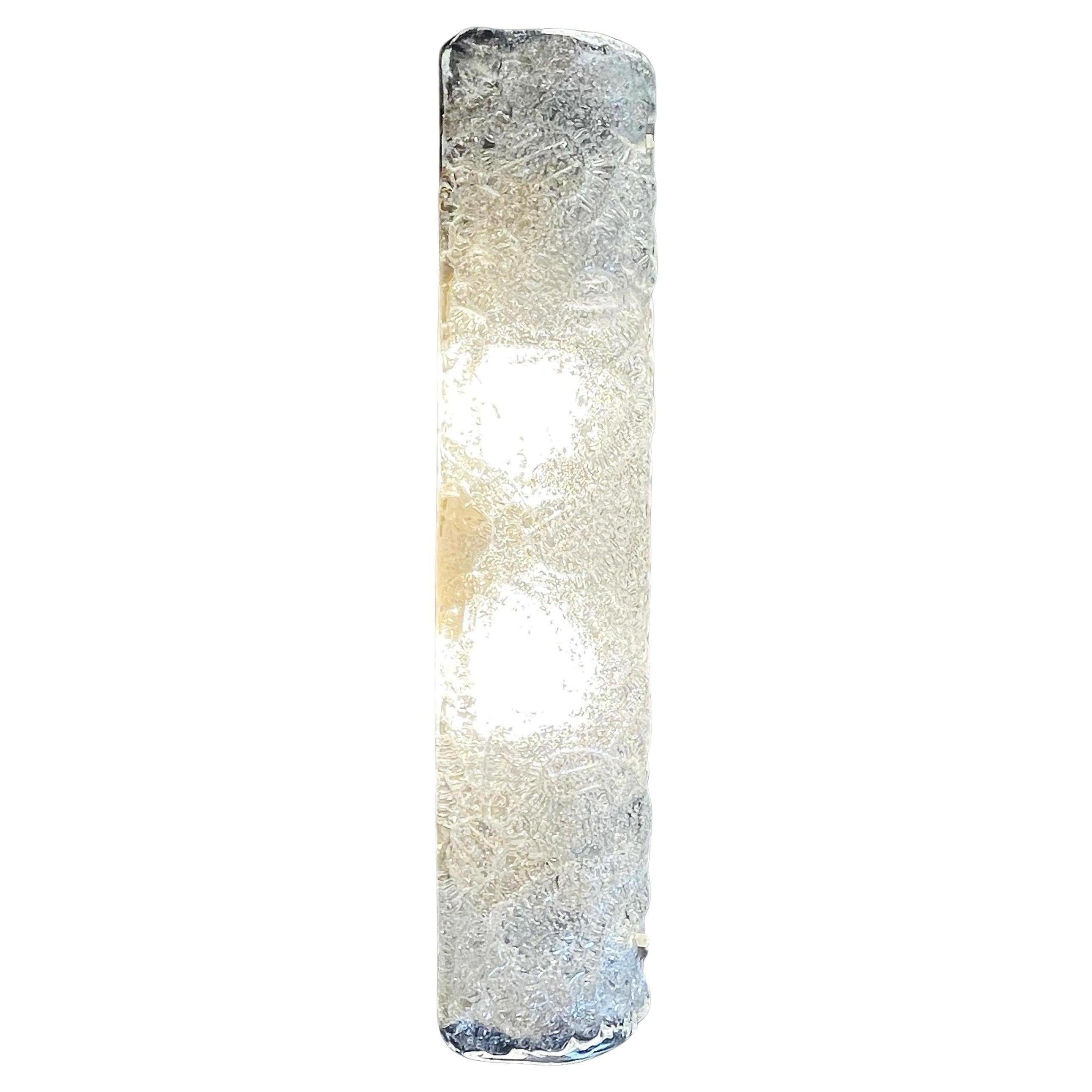 Mid-Century Murano Ice Glass Sconce Wall Fixture, Modernist 1970s, by Hillebrand