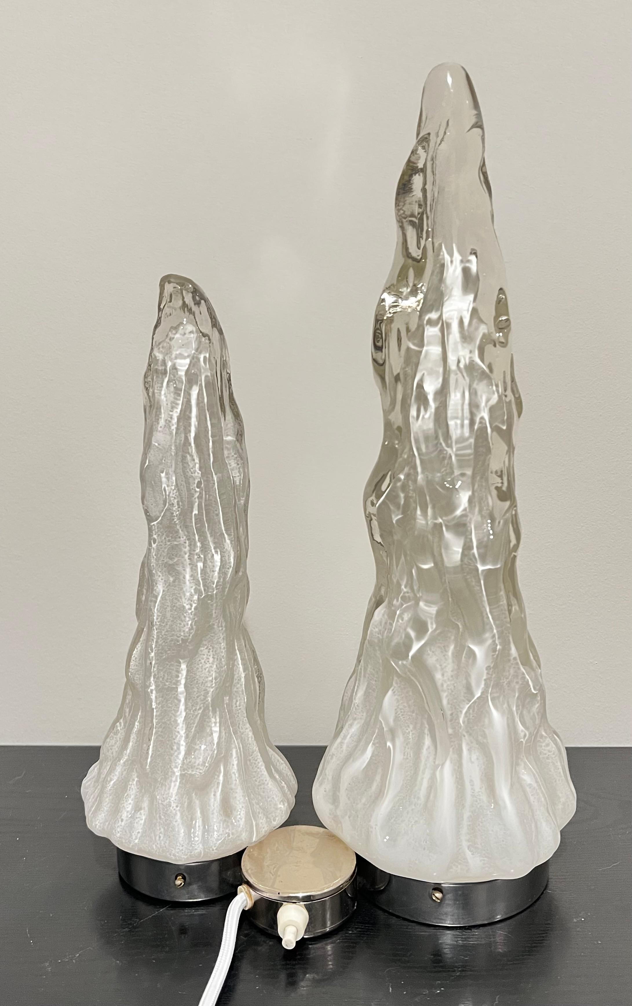 Mid Century Murano Italian Glass Iceberg Table Lamp by Carlo Nason for Vistosi 4