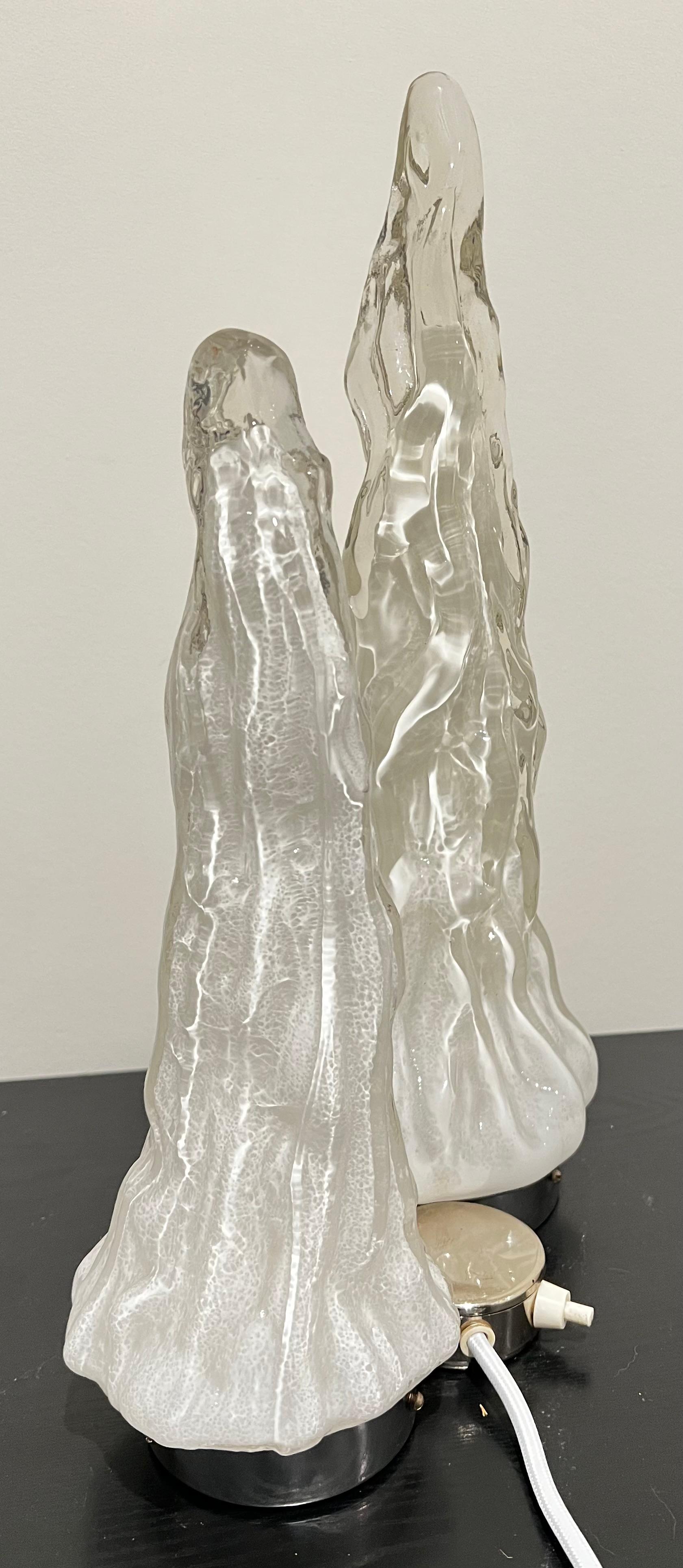Mid-Century Modern Mid Century Murano Italian Glass Iceberg Table Lamp by Carlo Nason for Vistosi