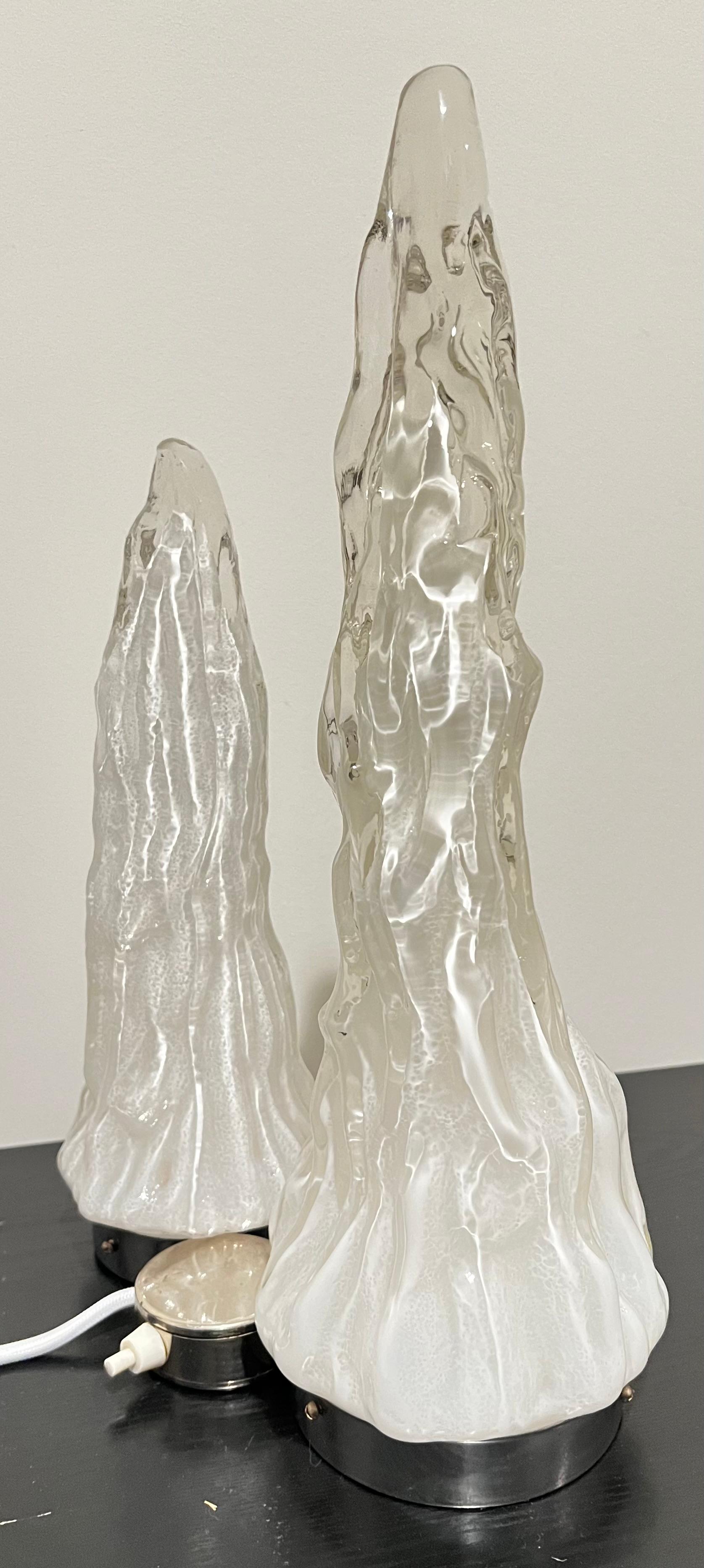 Metal Mid Century Murano Italian Glass Iceberg Table Lamp by Carlo Nason for Vistosi