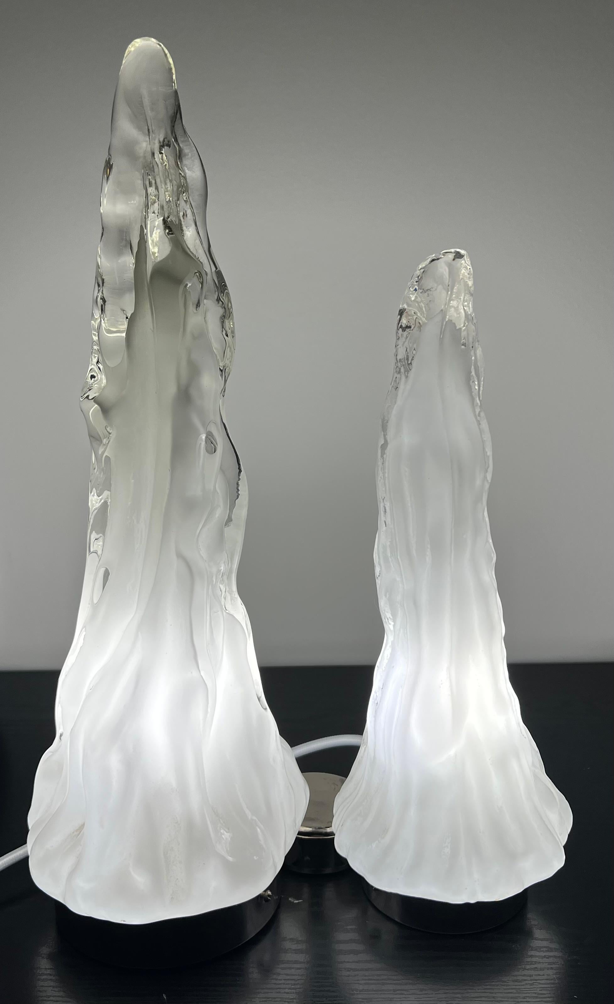 Mid Century Murano Italian Glass Iceberg Table Lamp by Carlo Nason for Vistosi 2