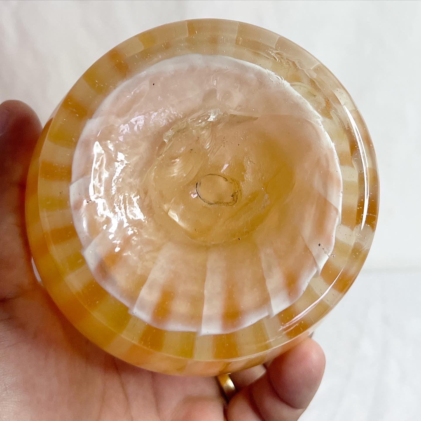 Late 20th Century Mid Century Murano Italian Striped Orange Glass Vase