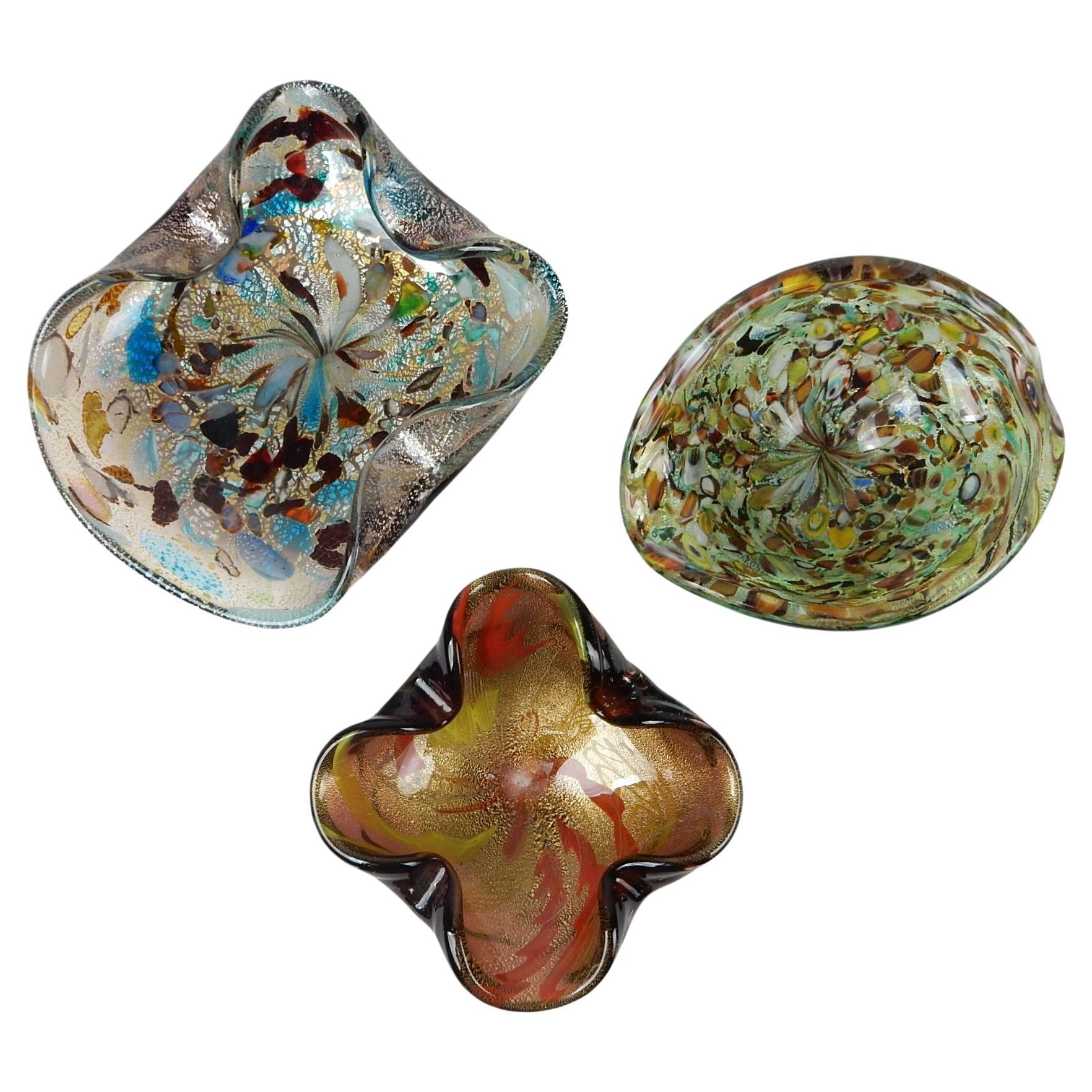 Lote de cuencos de cristal de Murano Italia de mediados de siglo en venta