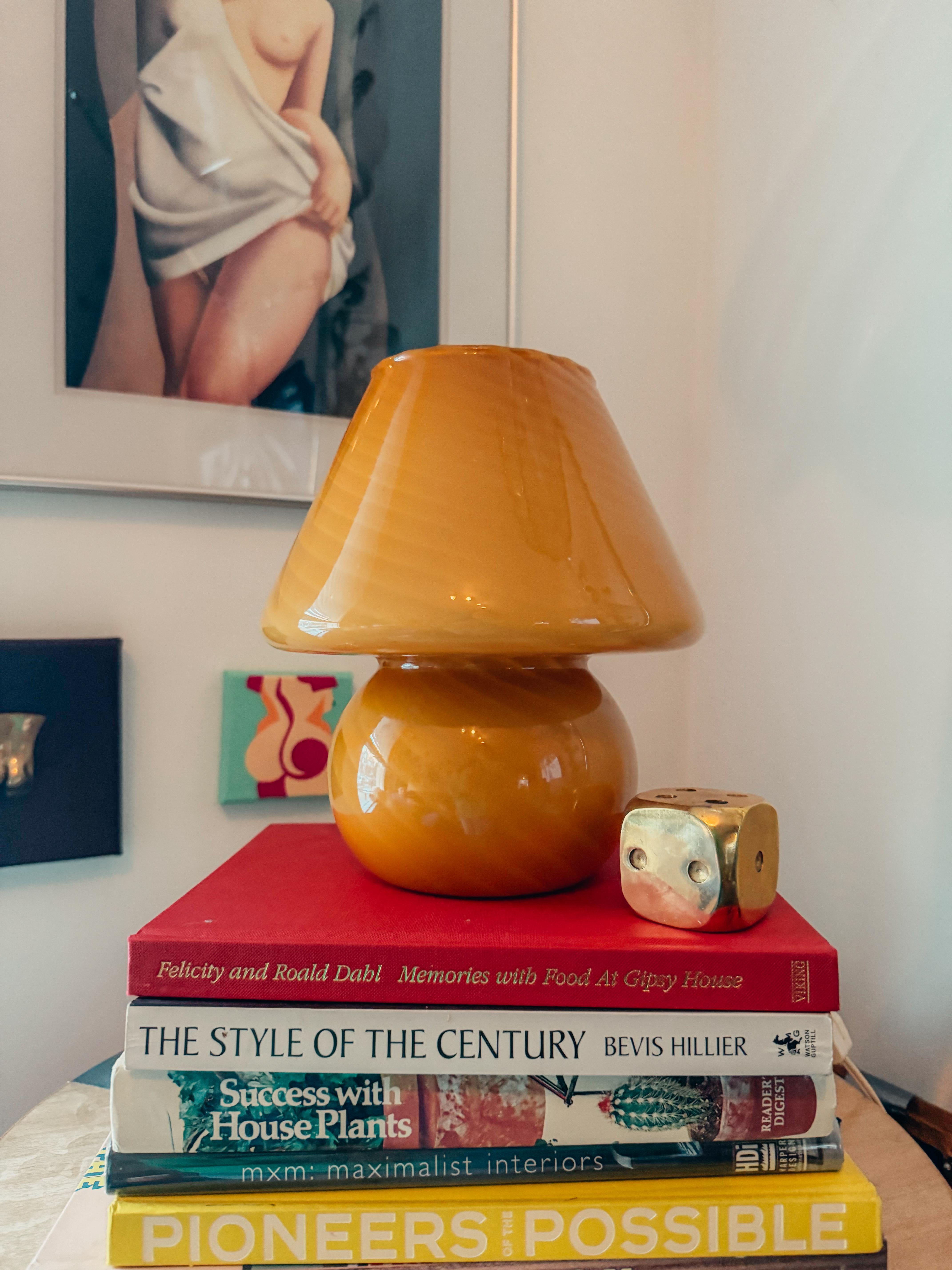 Mid-Century Modern Mid Century Murano Lamp Honey Caramel Brown Vintage For Sale