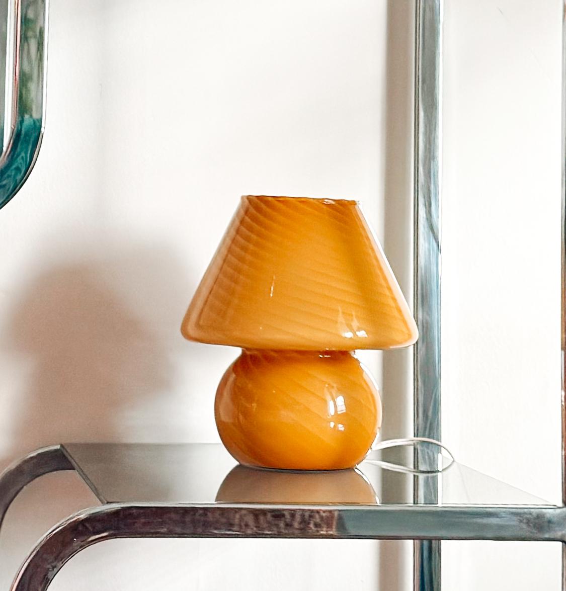 Italian Mid Century Murano Lamp Honey Caramel Brown Vintage For Sale