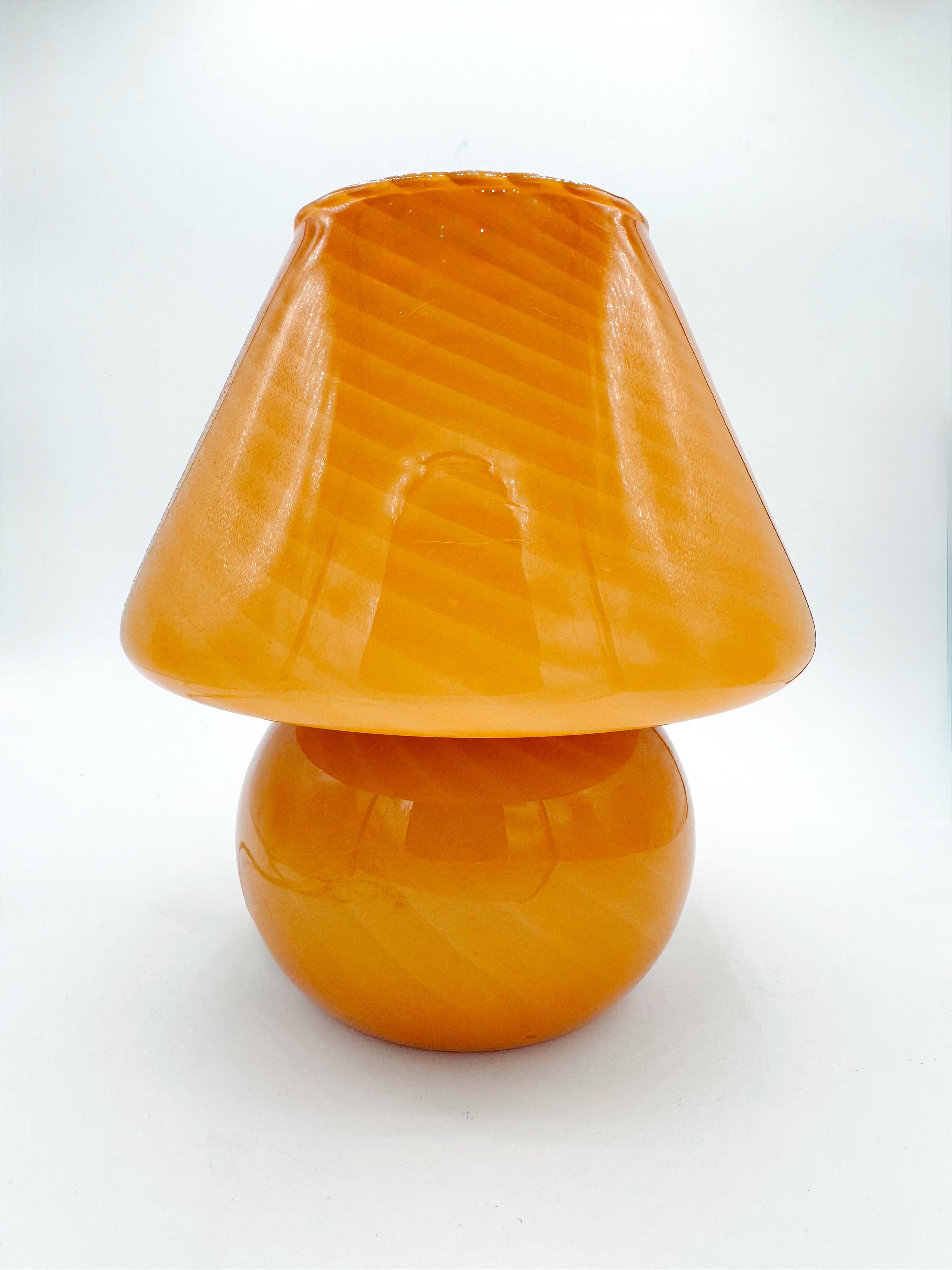 Hand-Crafted Mid Century Murano Lamp Honey Caramel Brown Vintage For Sale