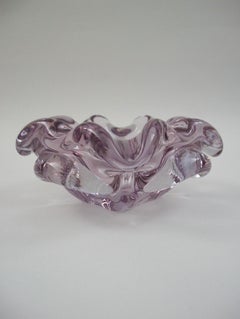 Mid Century Murano Lavender Glass Ashtray / Bowl - Italy - Circa 1950's