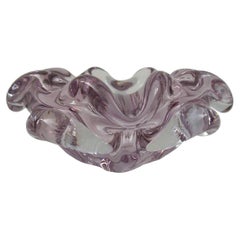 Mid Century Murano Lavender Glass Ashtray / Bowl - Italy - Circa 1950's