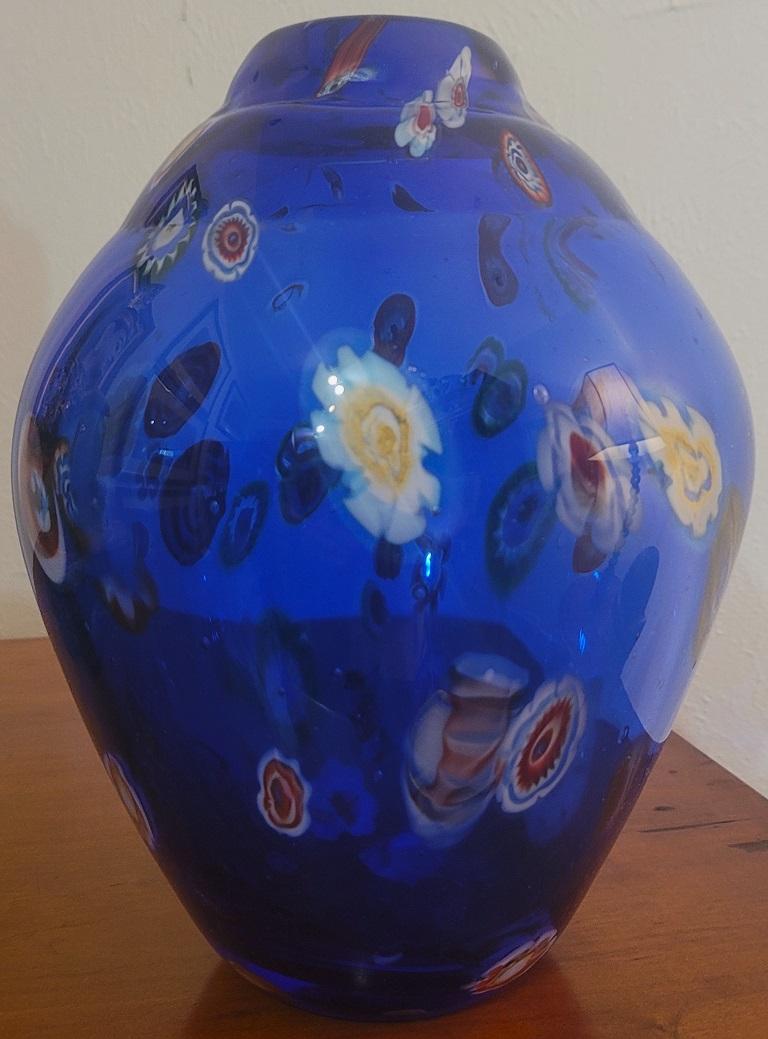 Mid-Century Modern Vase en verre d'art de Murano de style Millefiori du milieu du siècle dernier en vente