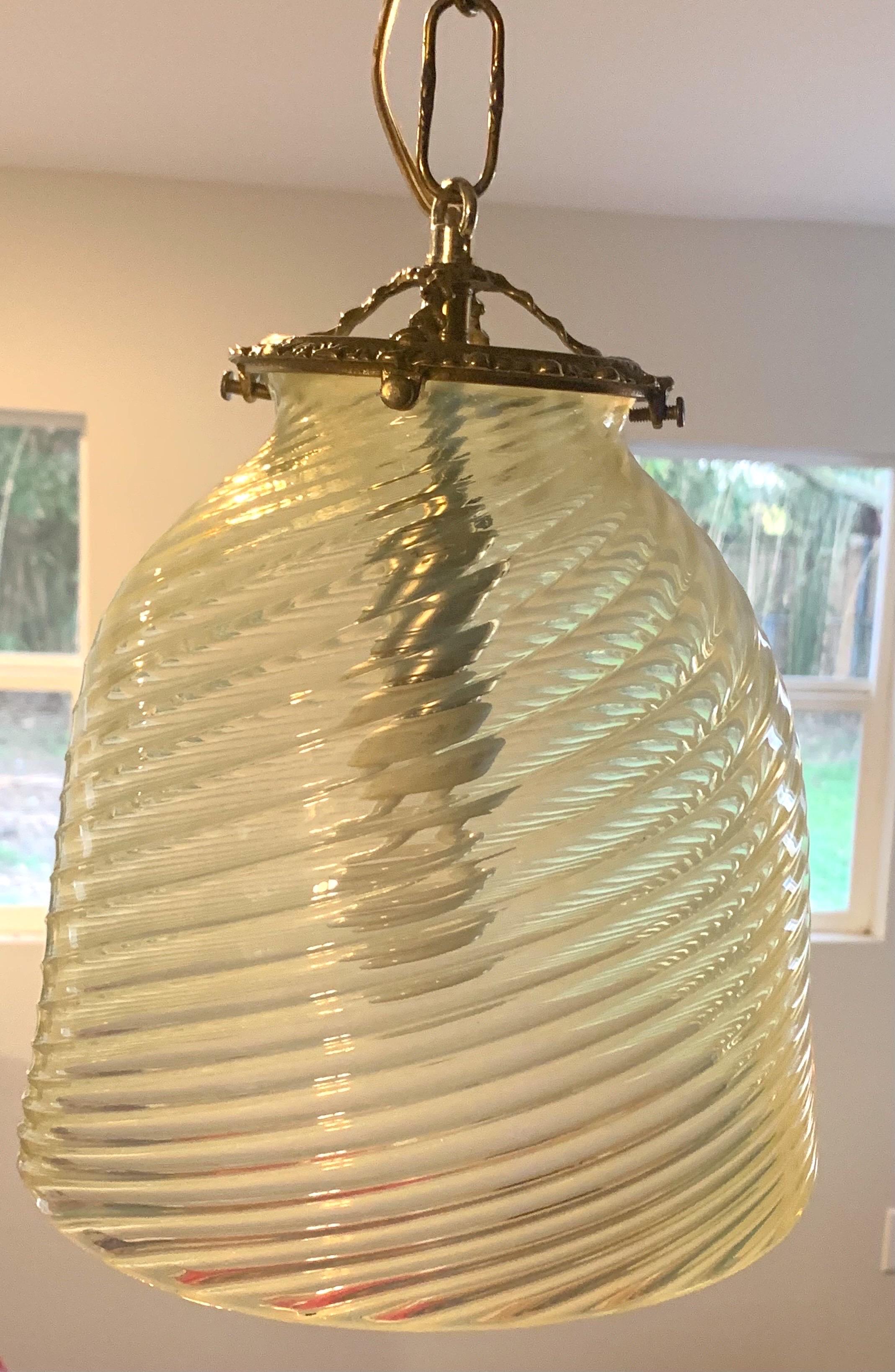 20th Century Mid-Century, Murano Opalescent Glass Hanging Pendant Light For Sale