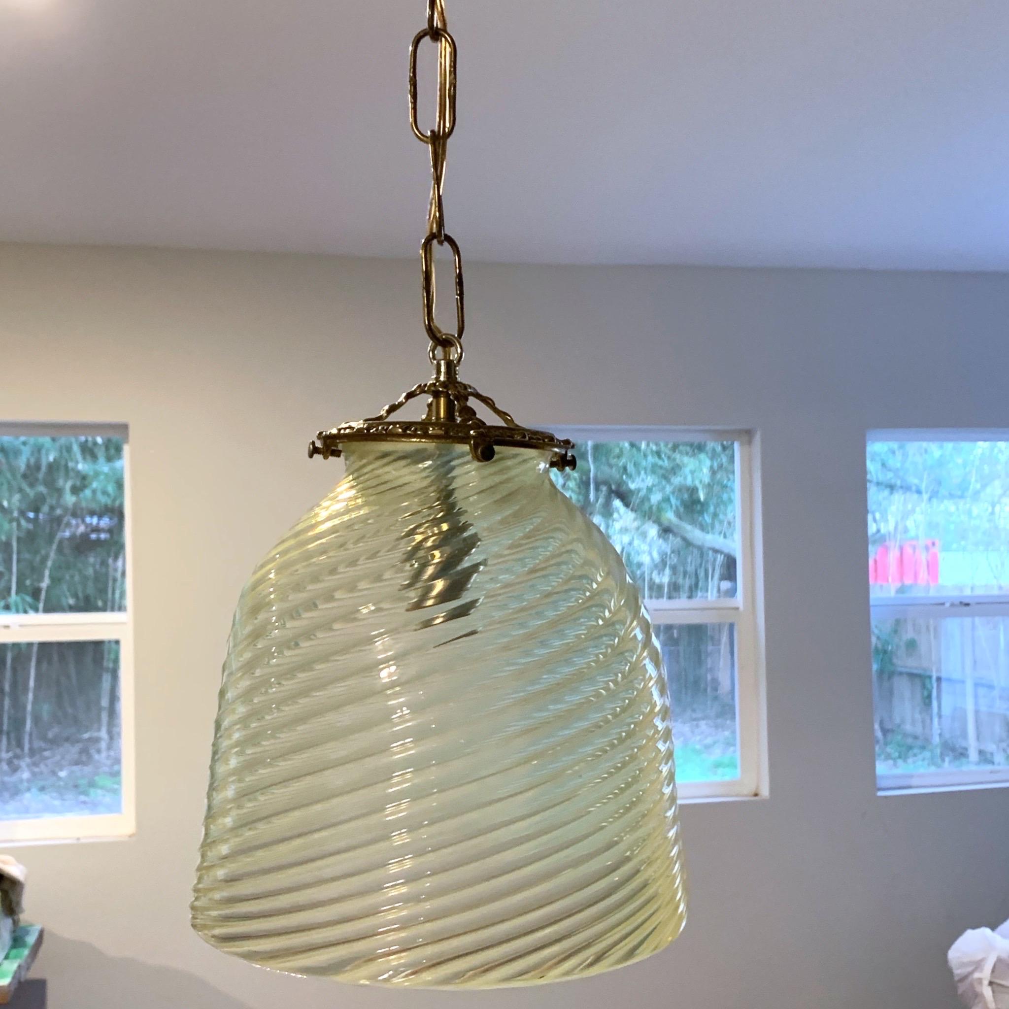 Mid-Century, Murano Opalescent Glass Hanging Pendant Light For Sale 1