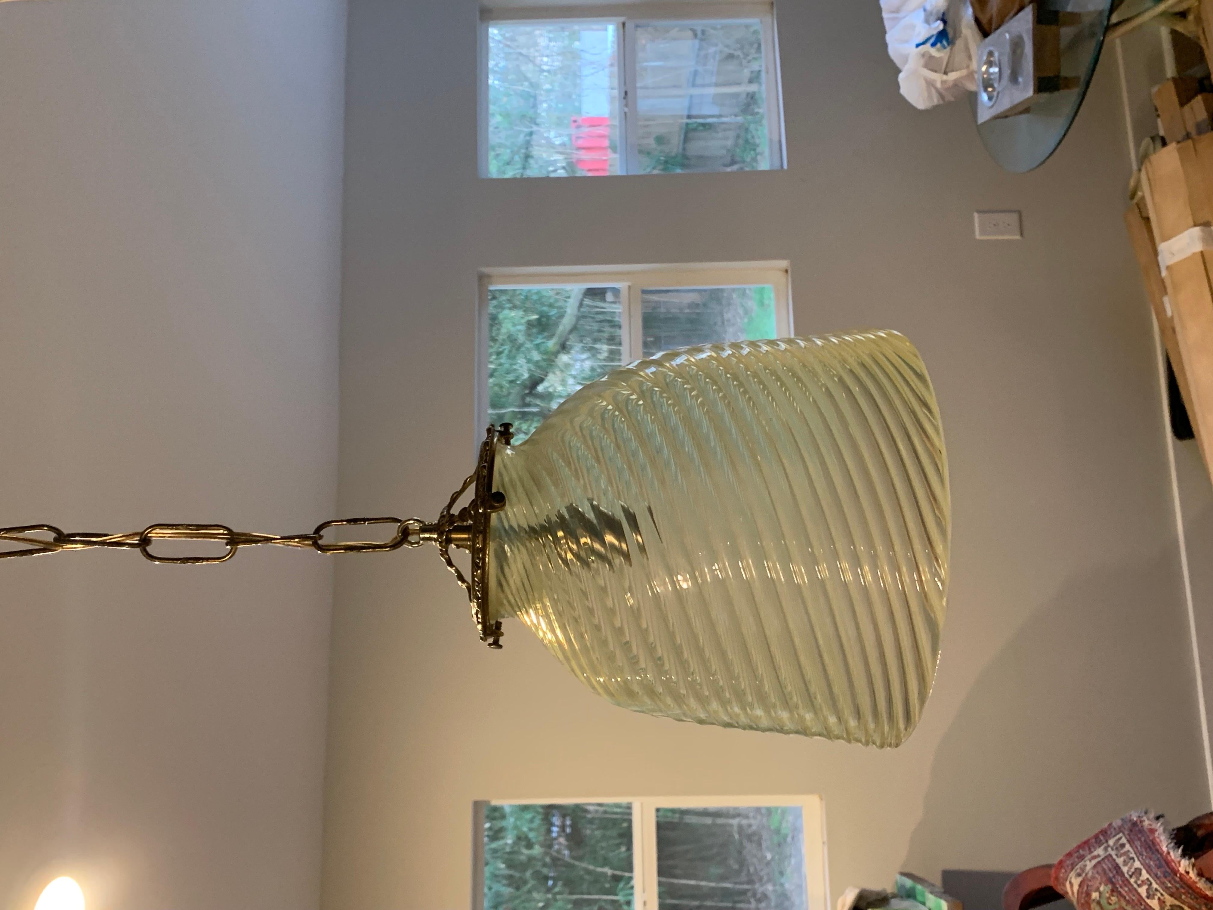 Mid-Century, Murano Opalescent Glass Hanging Pendant Light For Sale 2