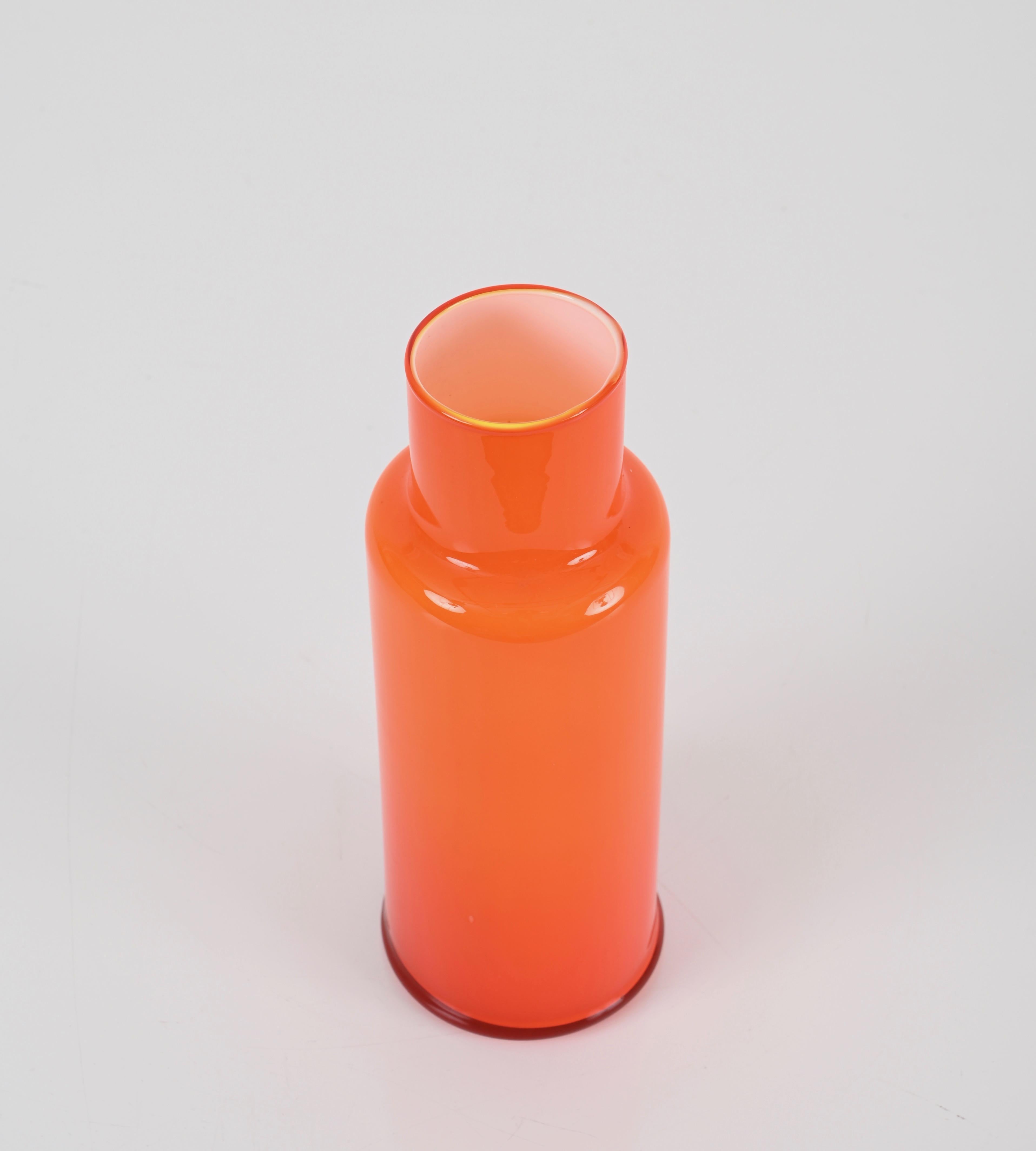 Mid-Century Murano Orange Cased Glass Vase, Italy 1970s For Sale 7