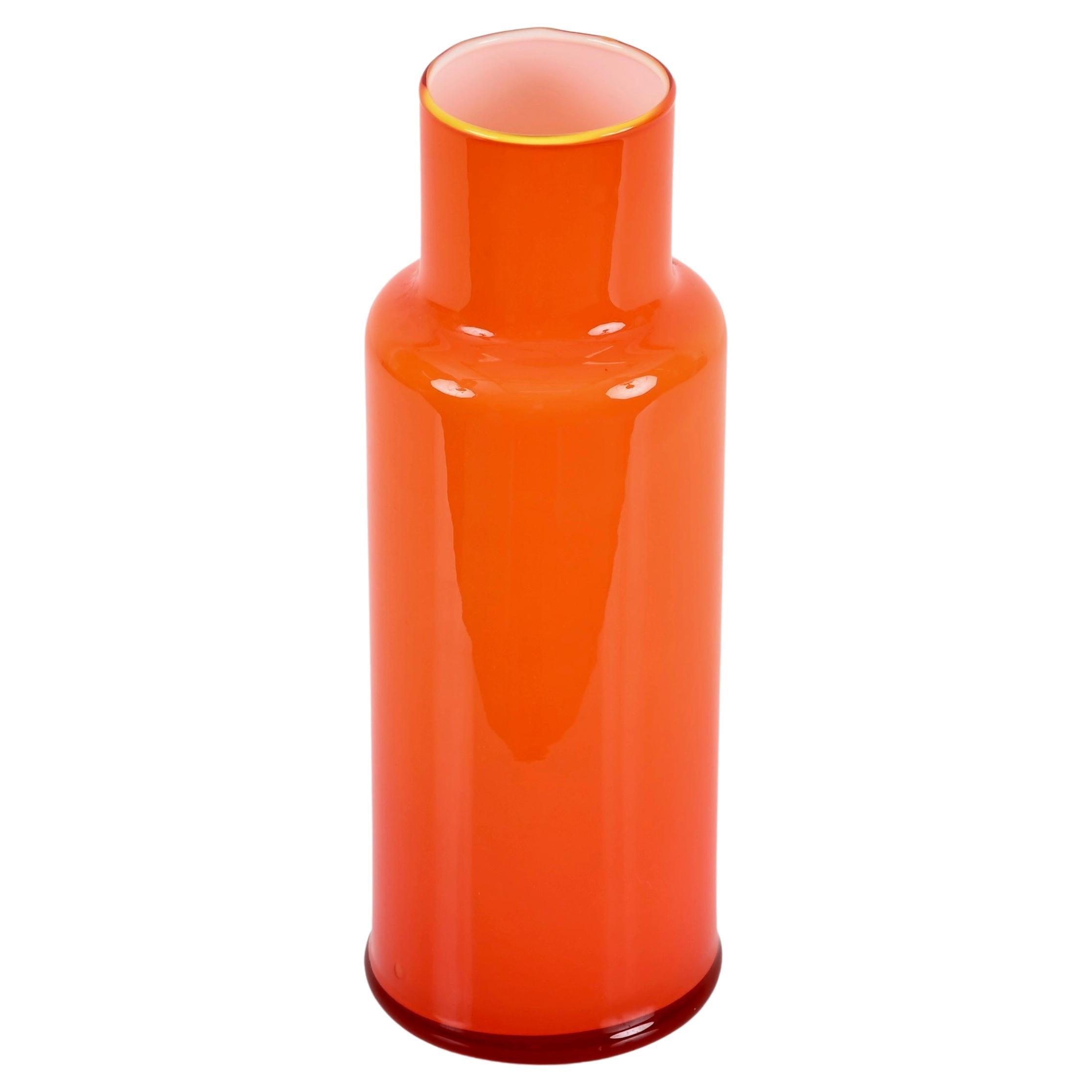 Mid-Century Murano Orange Cased Glass Vase, Italy 1970s For Sale