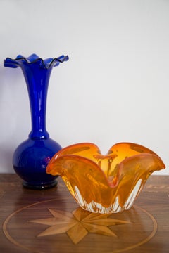 Mid Century Murano Orange Glass Bowl Ashtray, Italy, 1970s