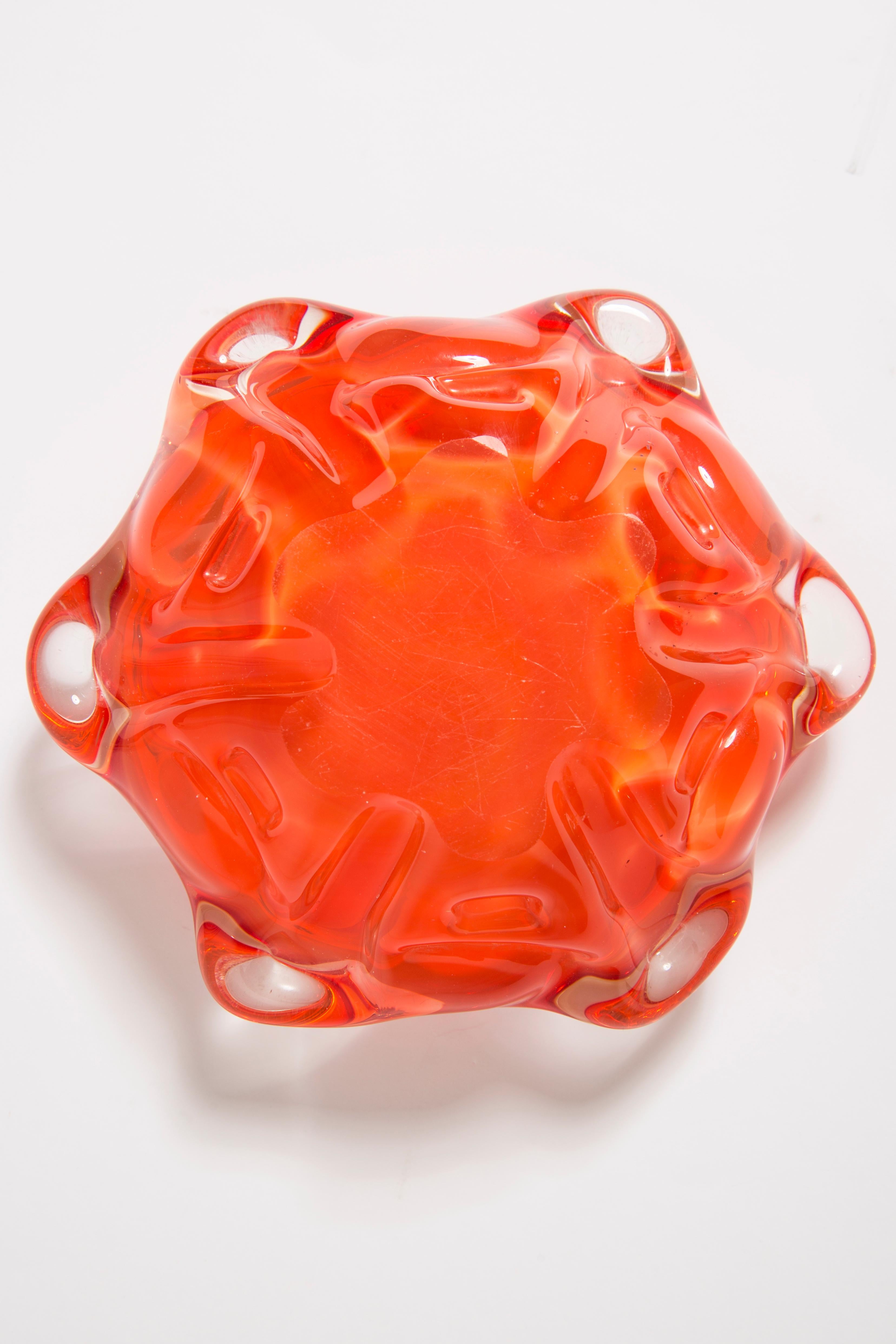 Mid Century Murano Orange Glass Bowl Ashtray, Italy, 1970s 1