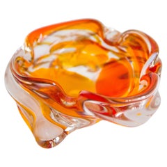 Mid Century Murano Orange Glass Bowl Ashtray, Italy, 1970s
