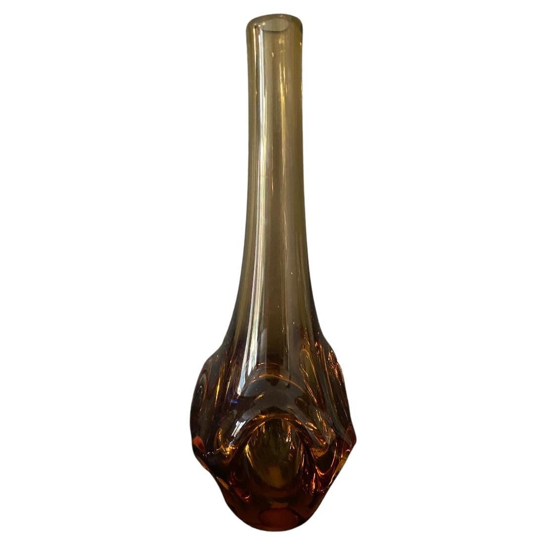 Murano-Pfirsich-Vase aus der Jahrhundertmitte 