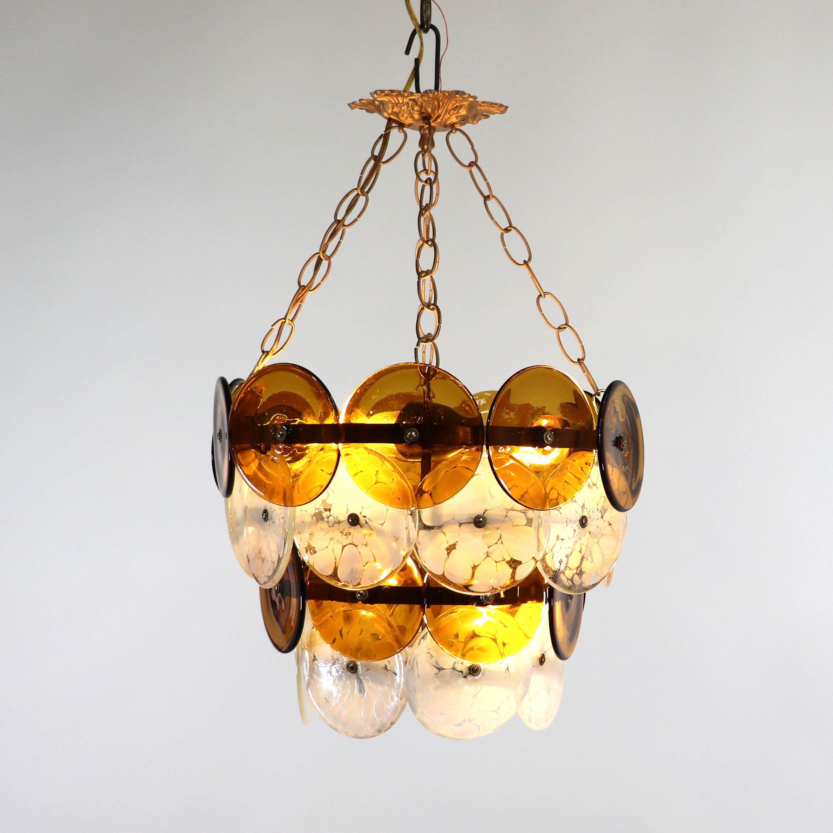 Mid-Century moderno Lampada a sospensione di Murano del metà del secolo scorso alla maniera di Vistosi