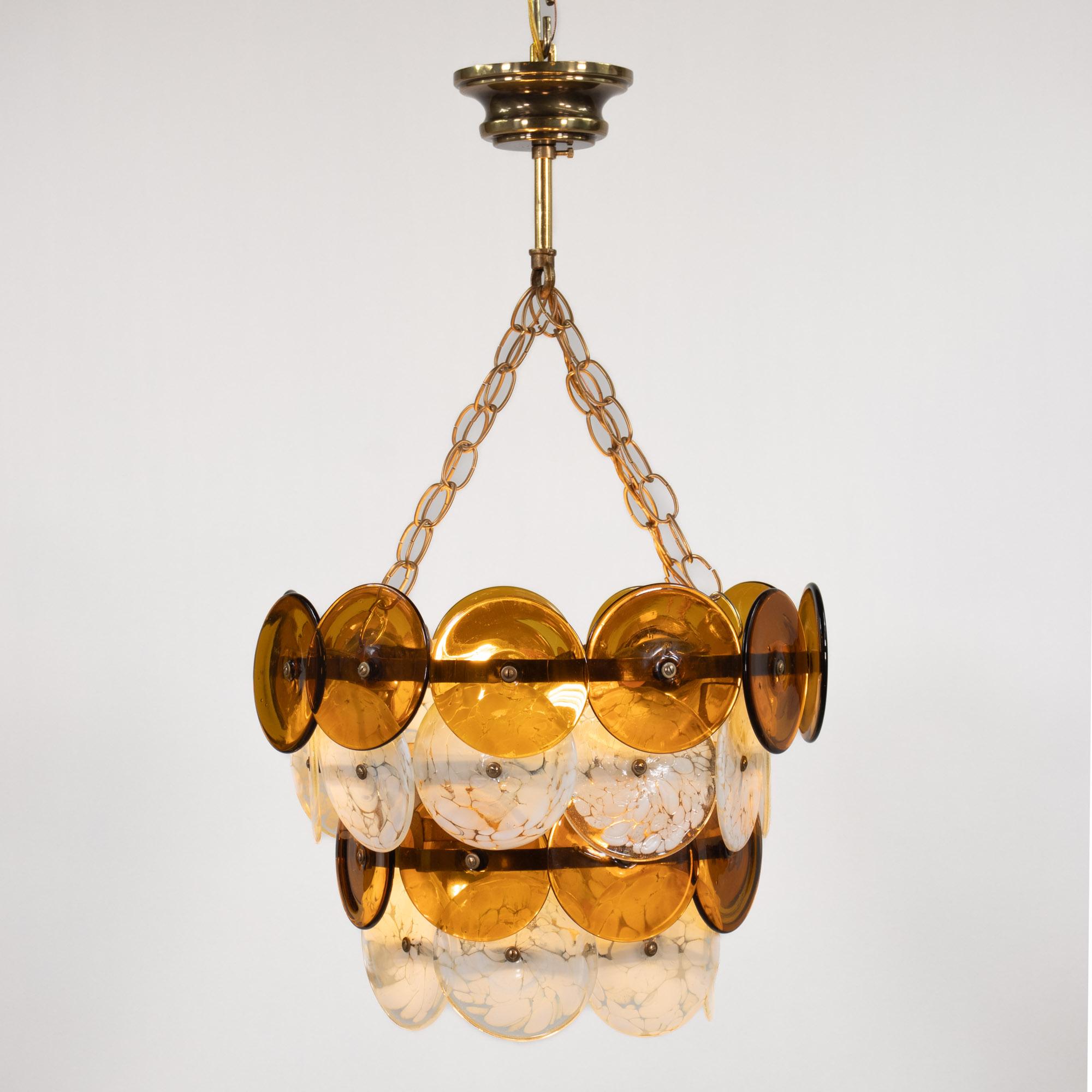 italien Mid-Century Murano Pendant Light In the Manner of Vistosi en vente