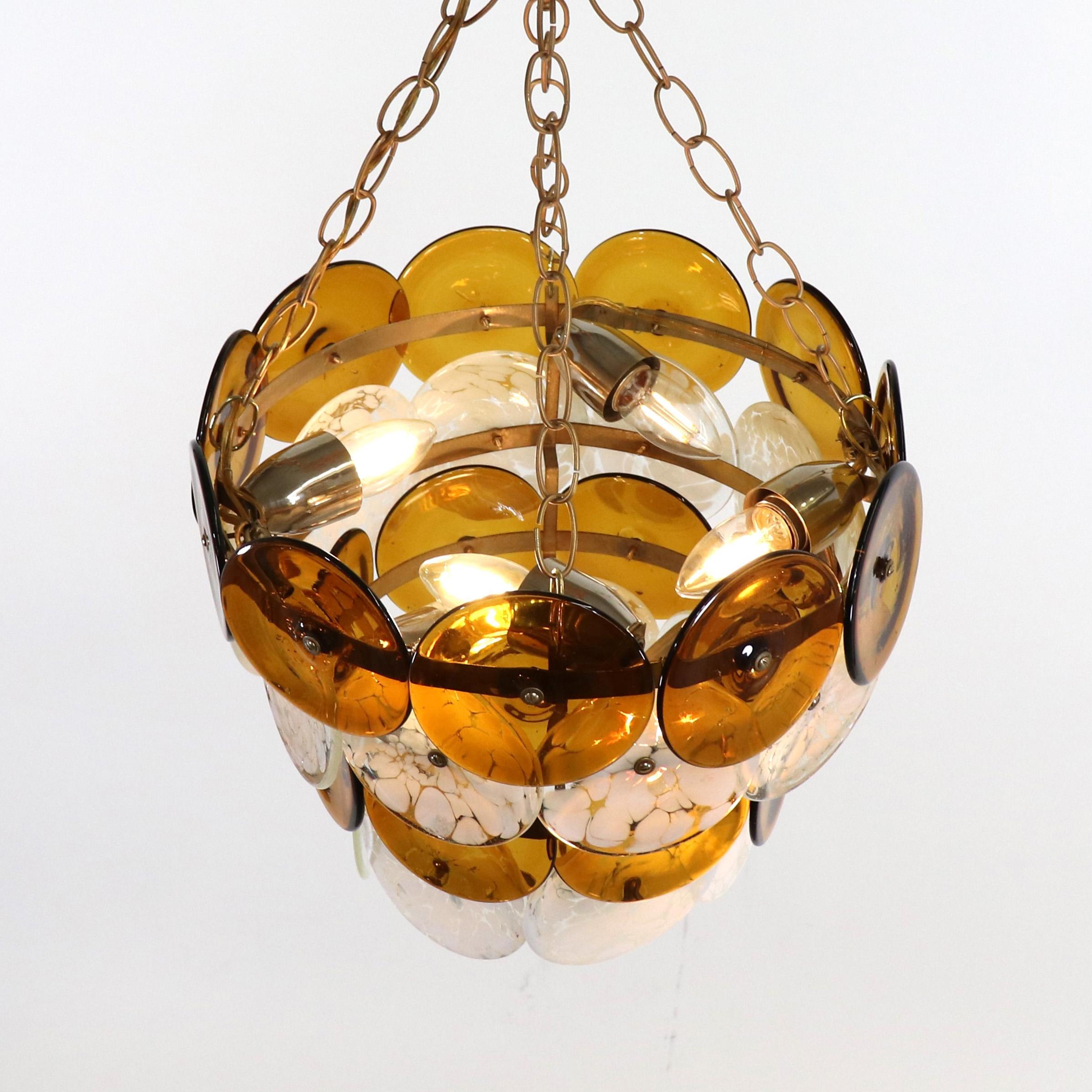 Mid-Century Murano Pendant Light In the Manner of Vistosi Bon état - En vente à Chicago, IL