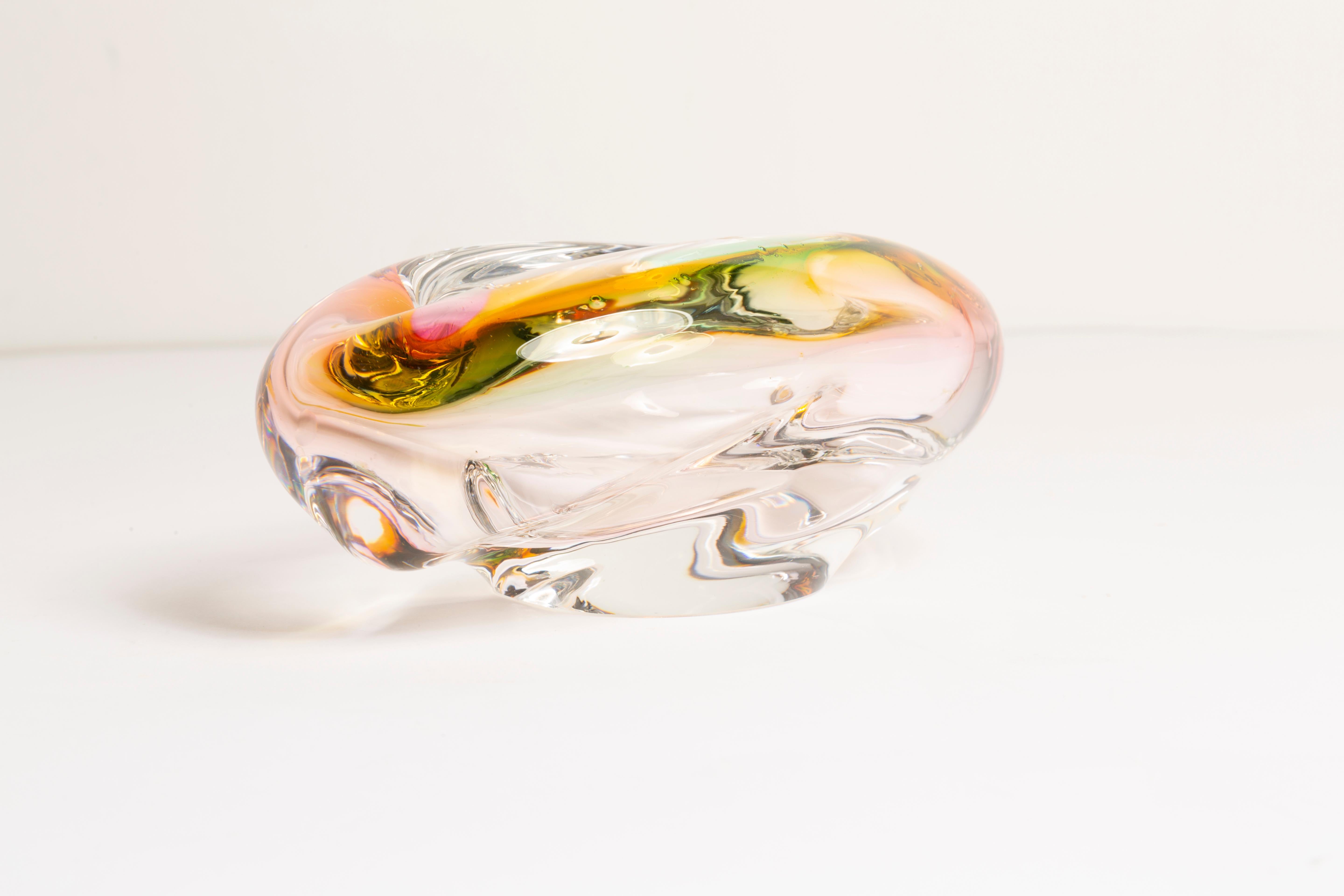 Midcentury Murano Pink and Transparent Glass Bowl Ashtray Element, Italy, 1970s 5