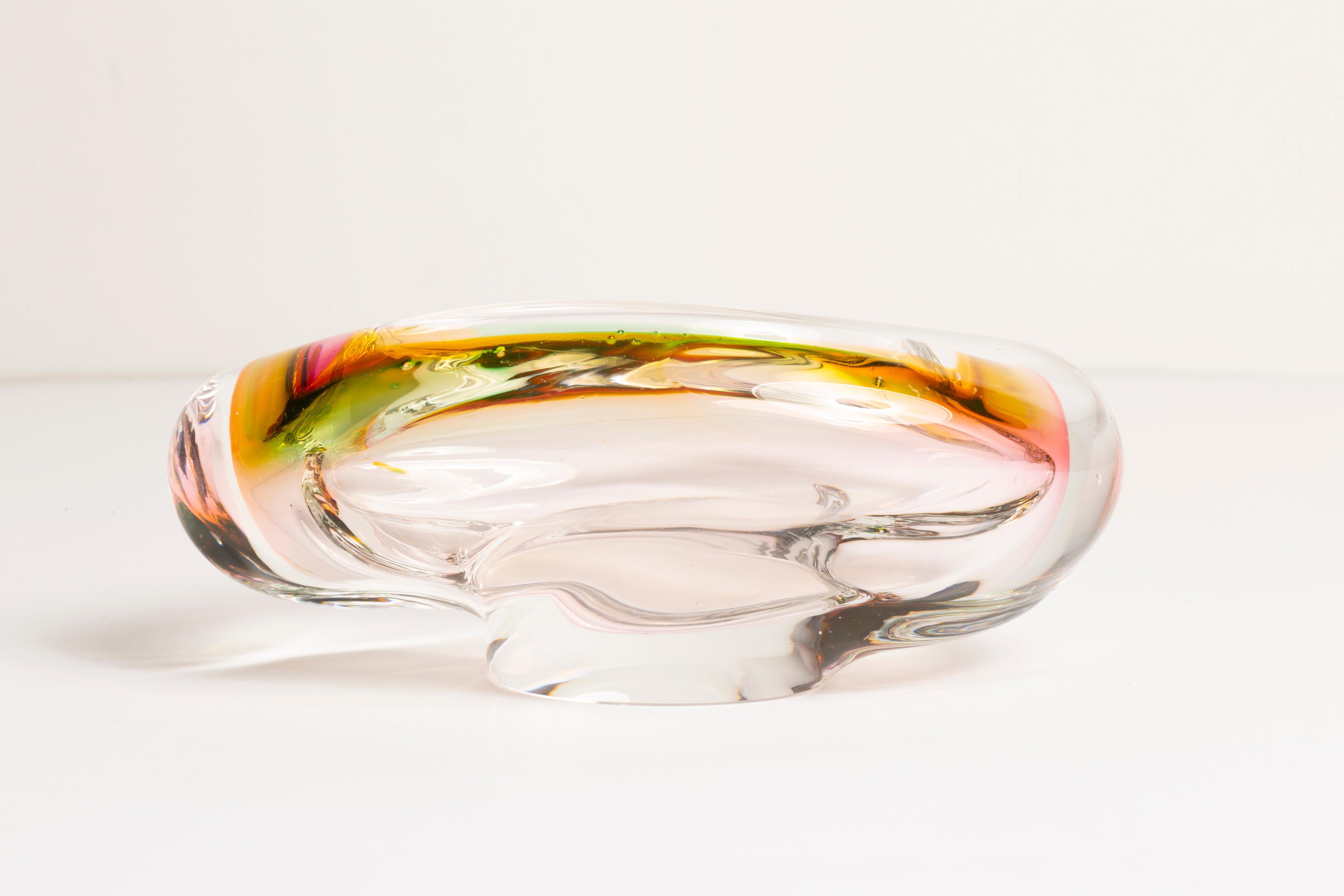 Midcentury Murano Pink and Transparent Glass Bowl Ashtray Element, Italy, 1970s 4