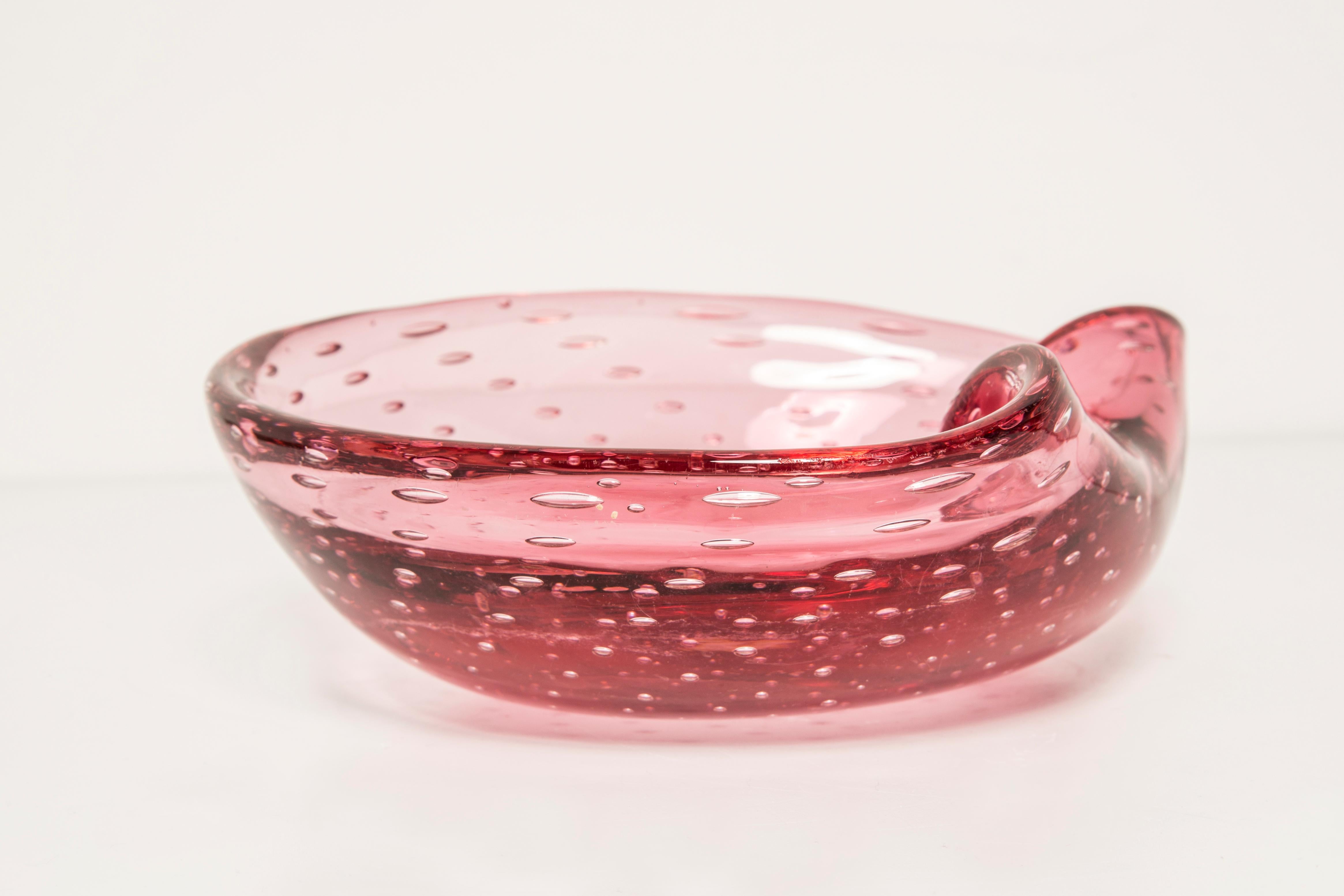 Mid-Century Murano Pink Glass Bowl Ashtray Element, Italy, 1970s 2