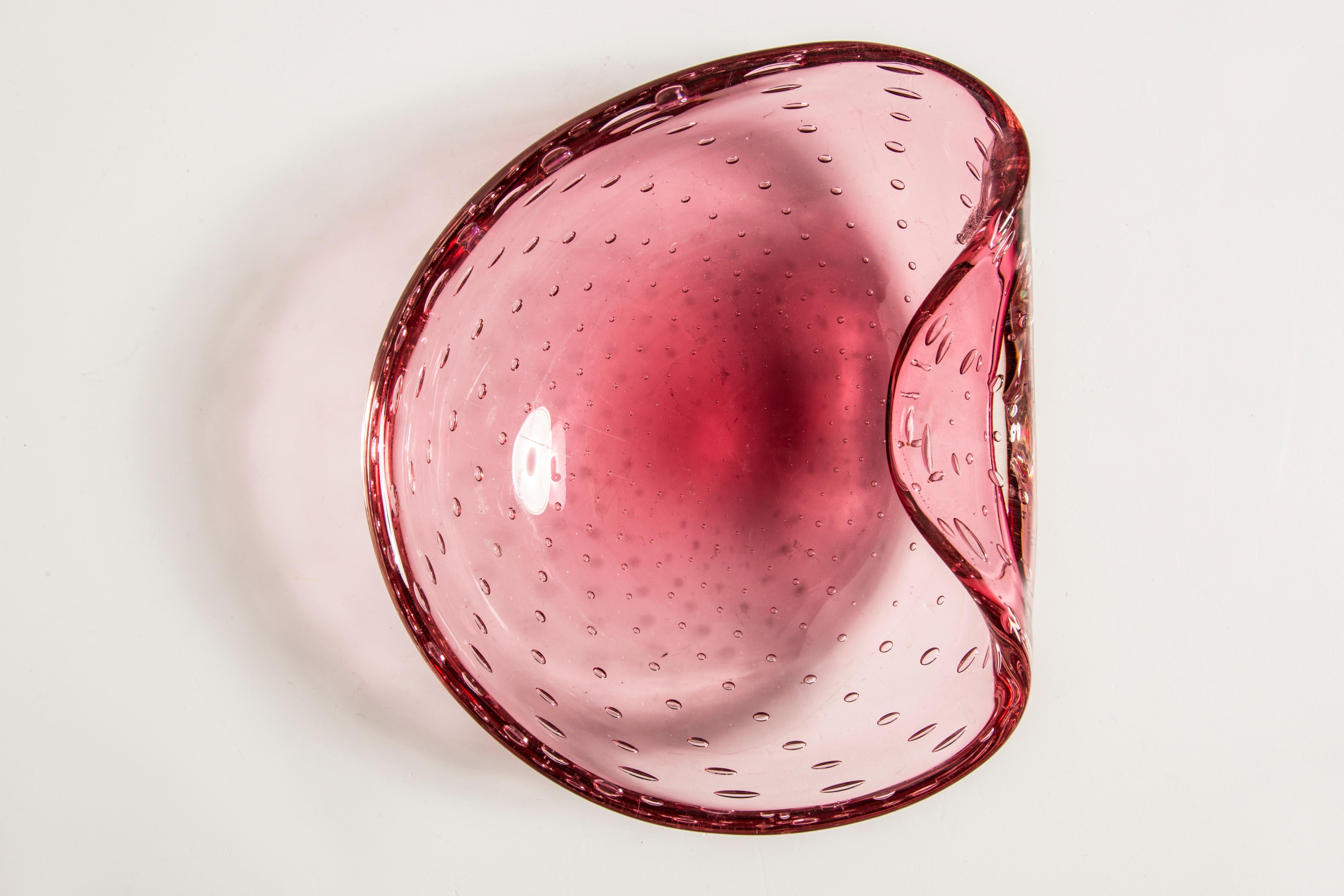 Mid-Century Murano Pink Glass Bowl Ashtray Element, Italy, 1970s 4