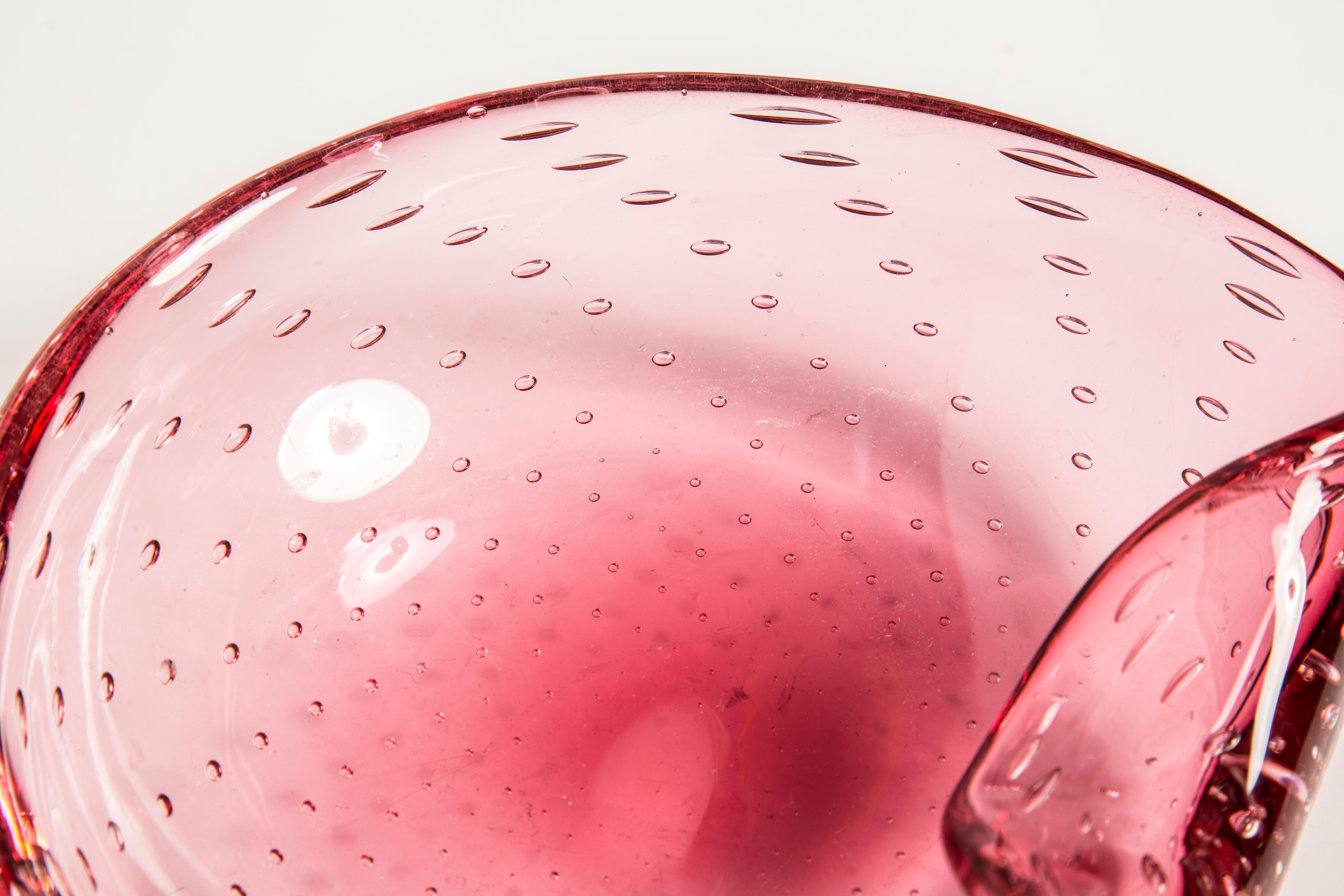 Mid-Century Murano Pink Glass Bowl Ashtray Element, Italy, 1970s 5