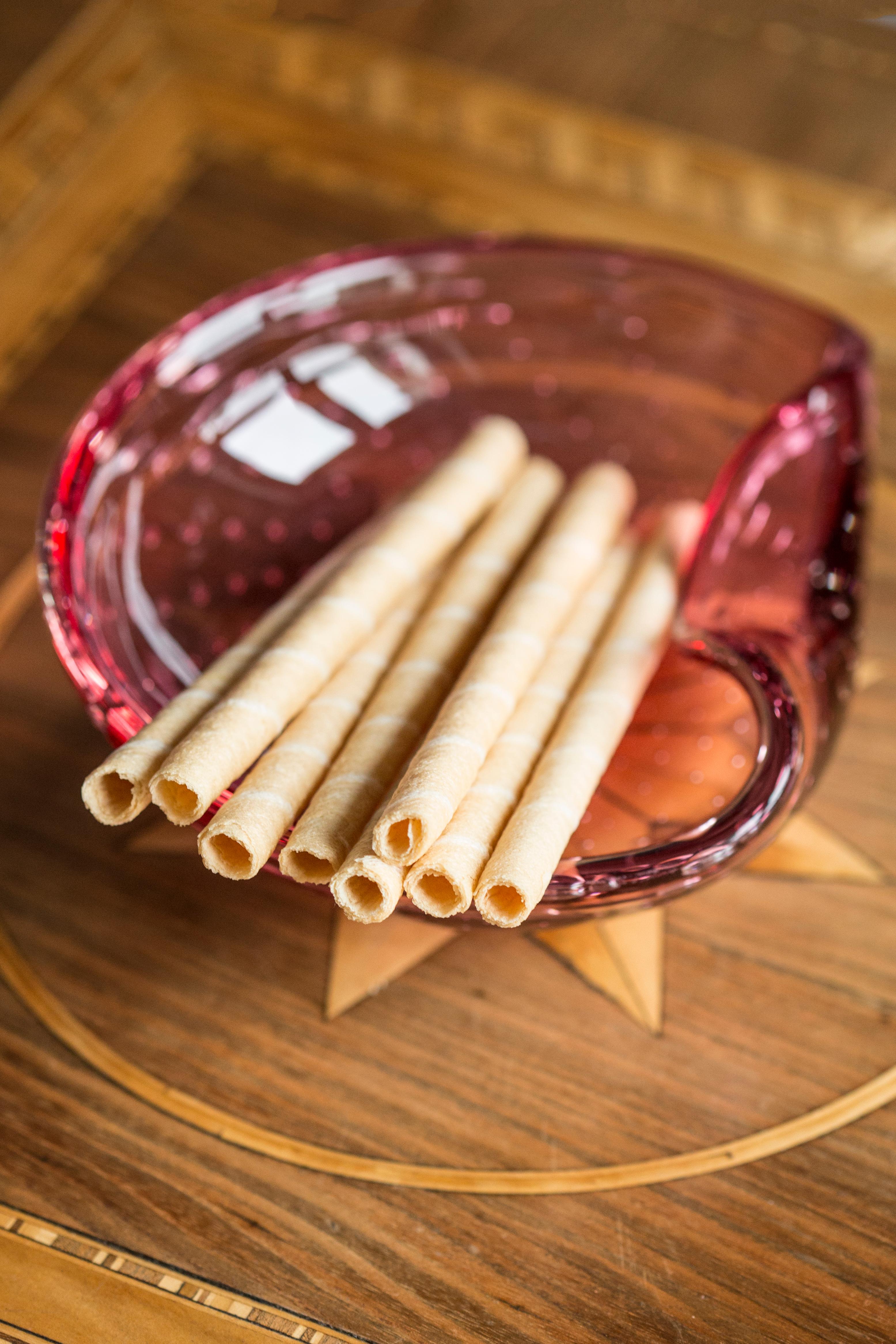 pink glass ashtray