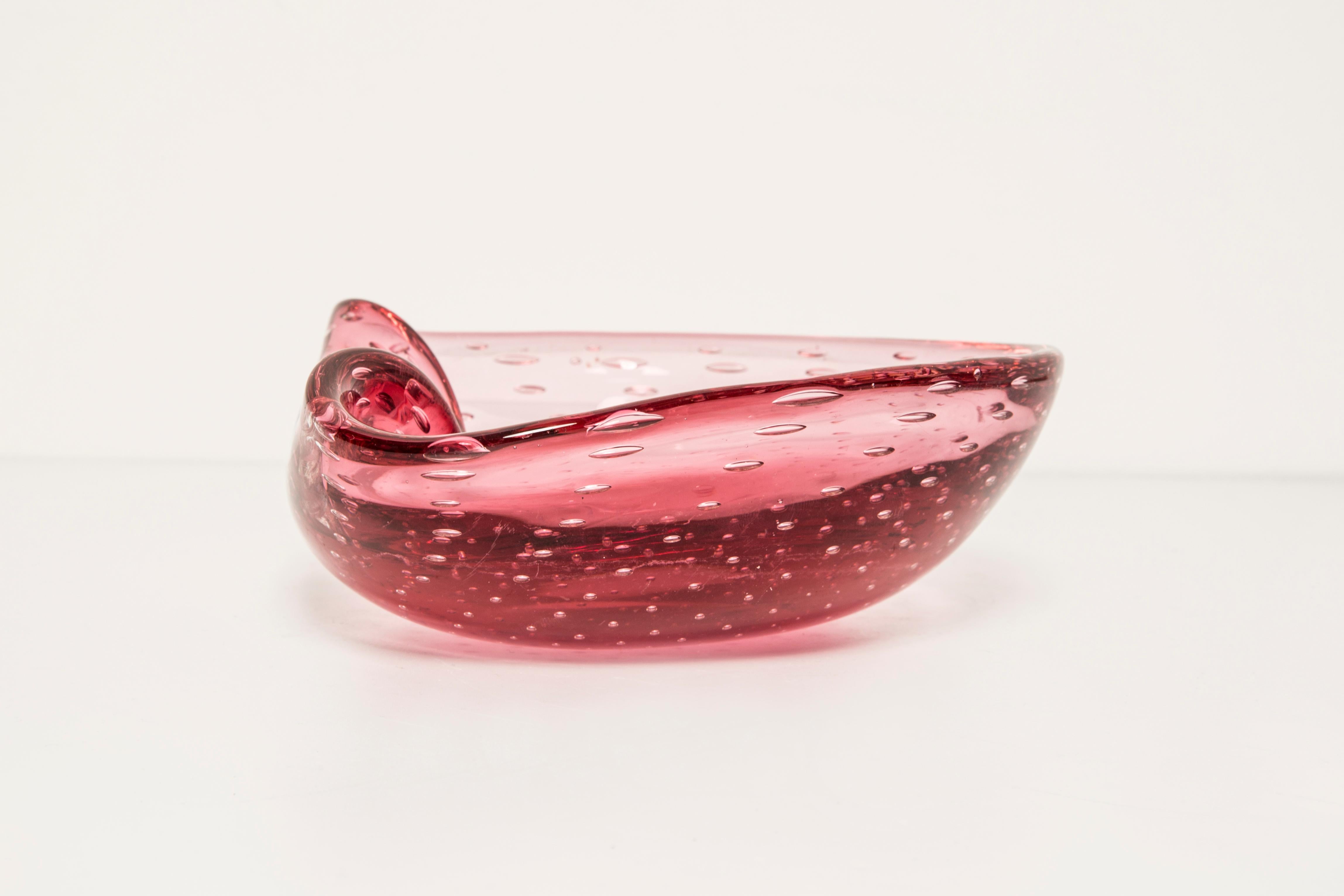 Italian Mid-Century Murano Pink Glass Bowl Ashtray Element, Italy, 1970s